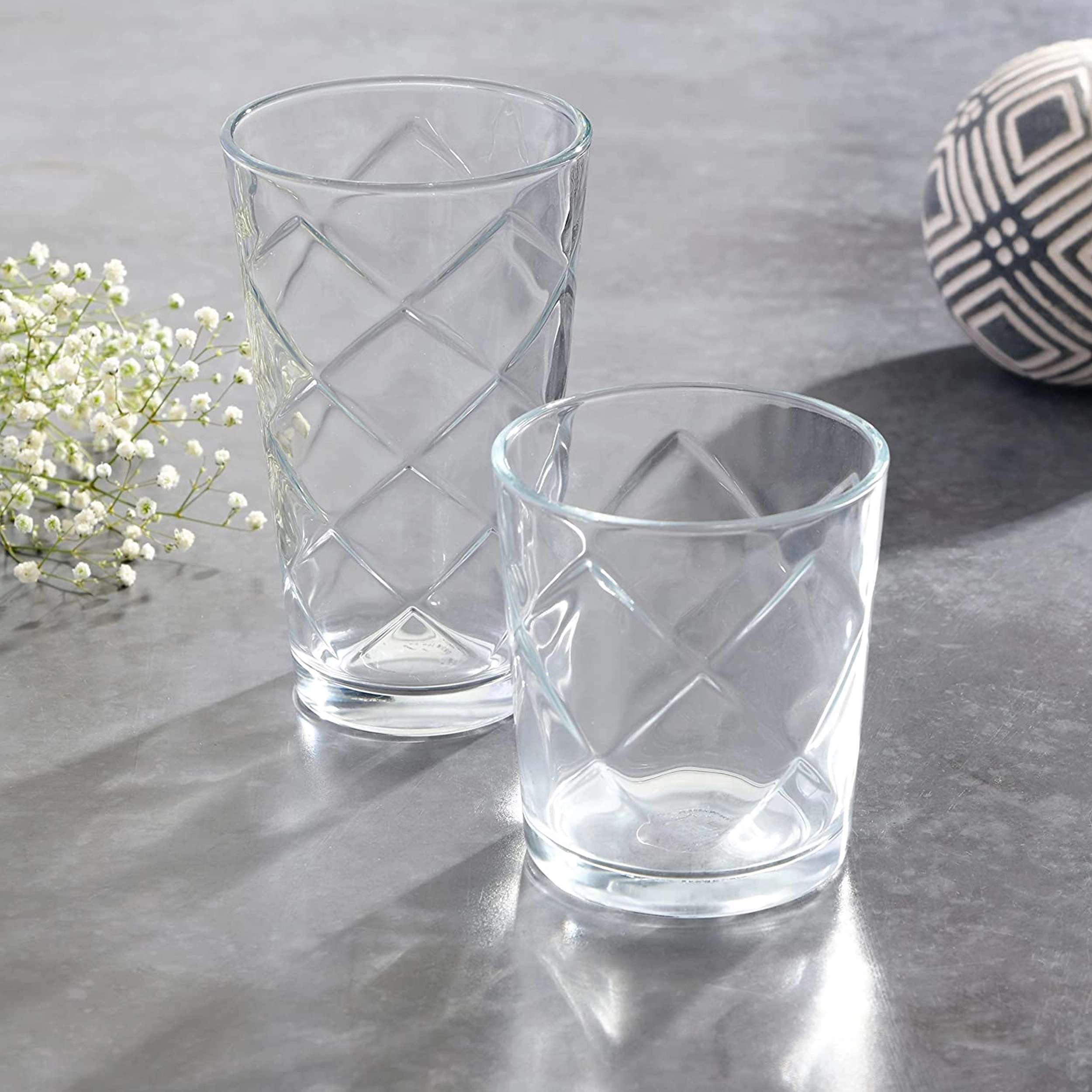 Gibson Home Lattice 4 Piece 13.5 Ounce Double Old-Fashioned Glass Set