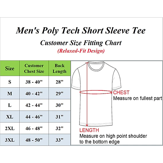 Jump Start Men's Poly Tech Short Sleeve Crew Neck Tee
