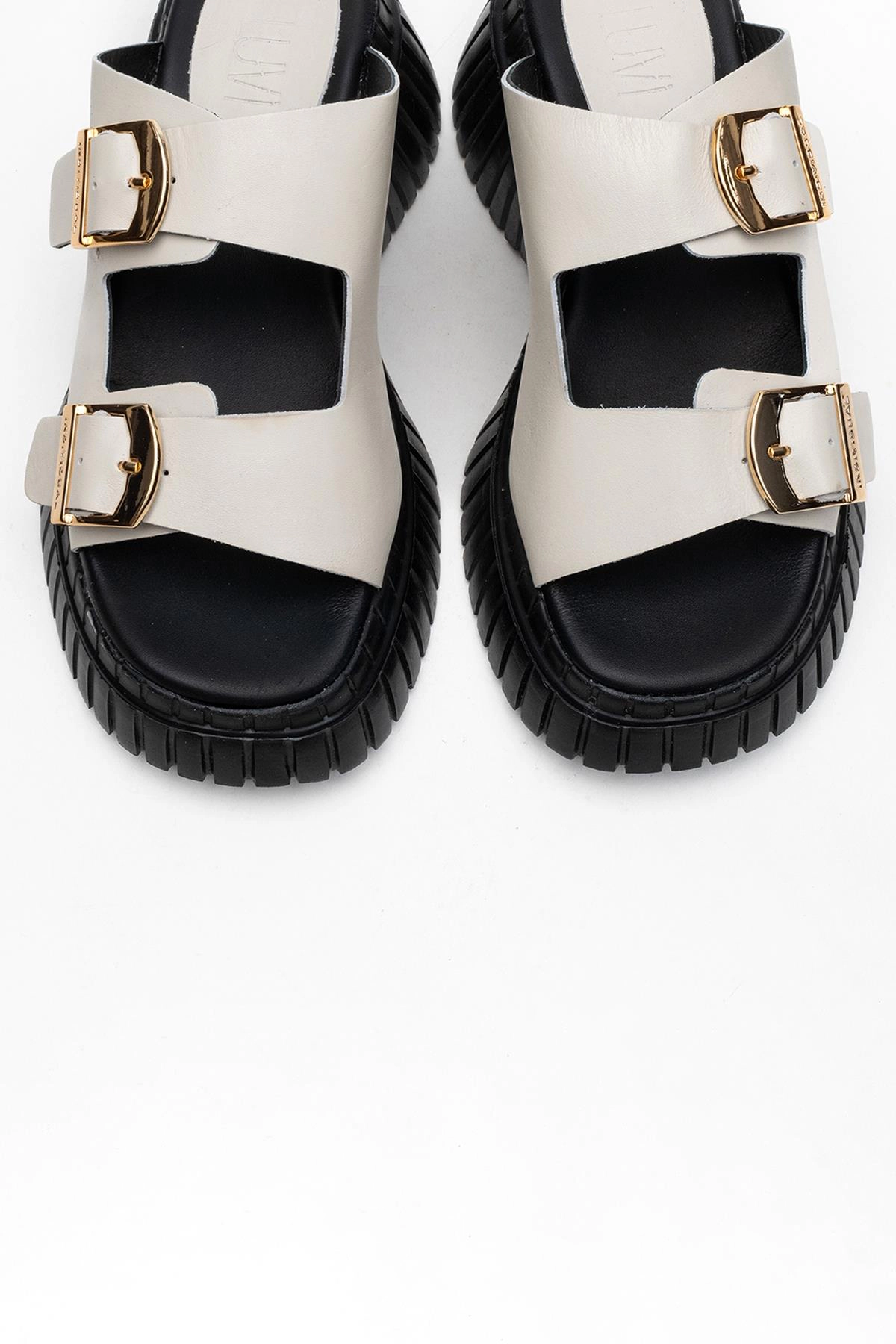 Forever & Always Womens Joanes Leather Two-Strap Platform Sandals