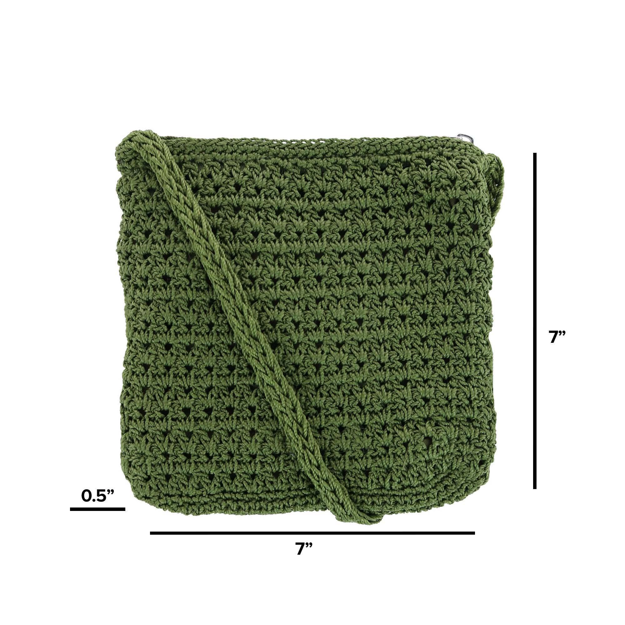 CTM Women's Crochet Crossbody Handbag Boho Casual Shoulder Bag