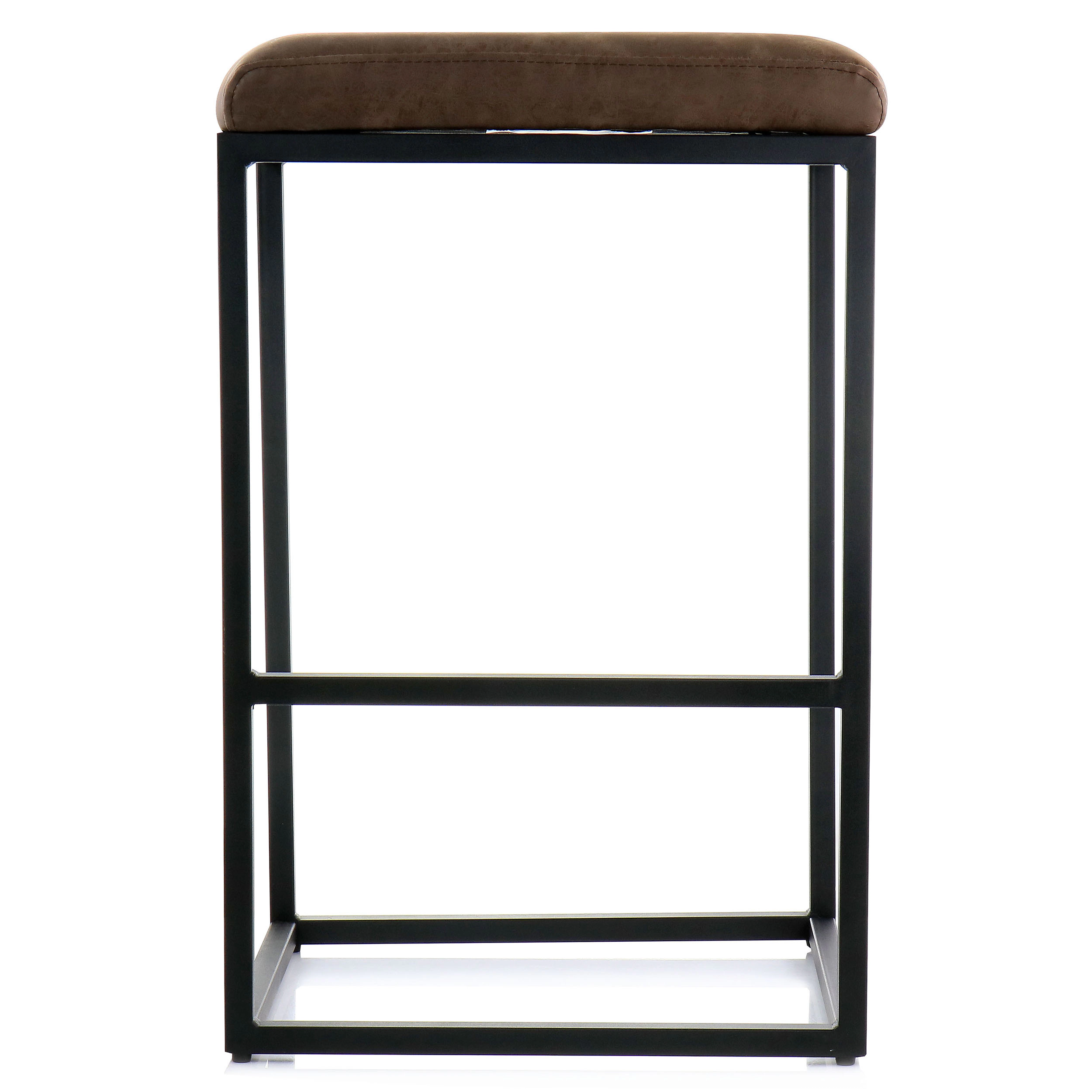 Elama 2 Piece Faux Leather Bar Chair in Brown with Black Base