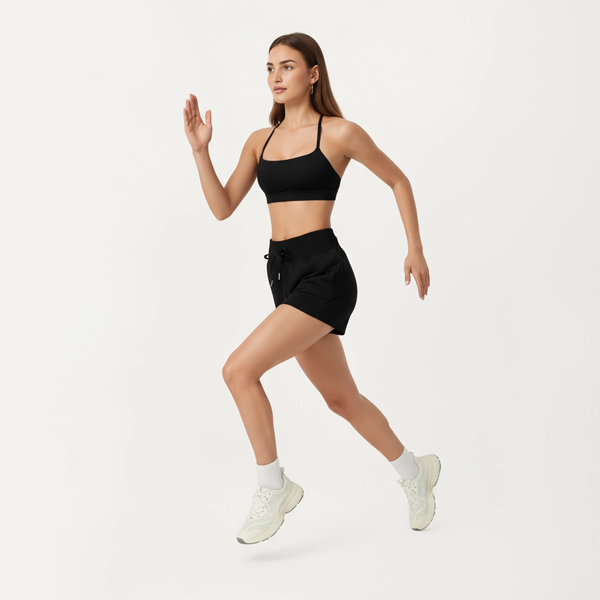 Anna-Kaci Women's High-Waist Drawstring Athletic Shorts with Soft Stretch Fabric and Side Pockets