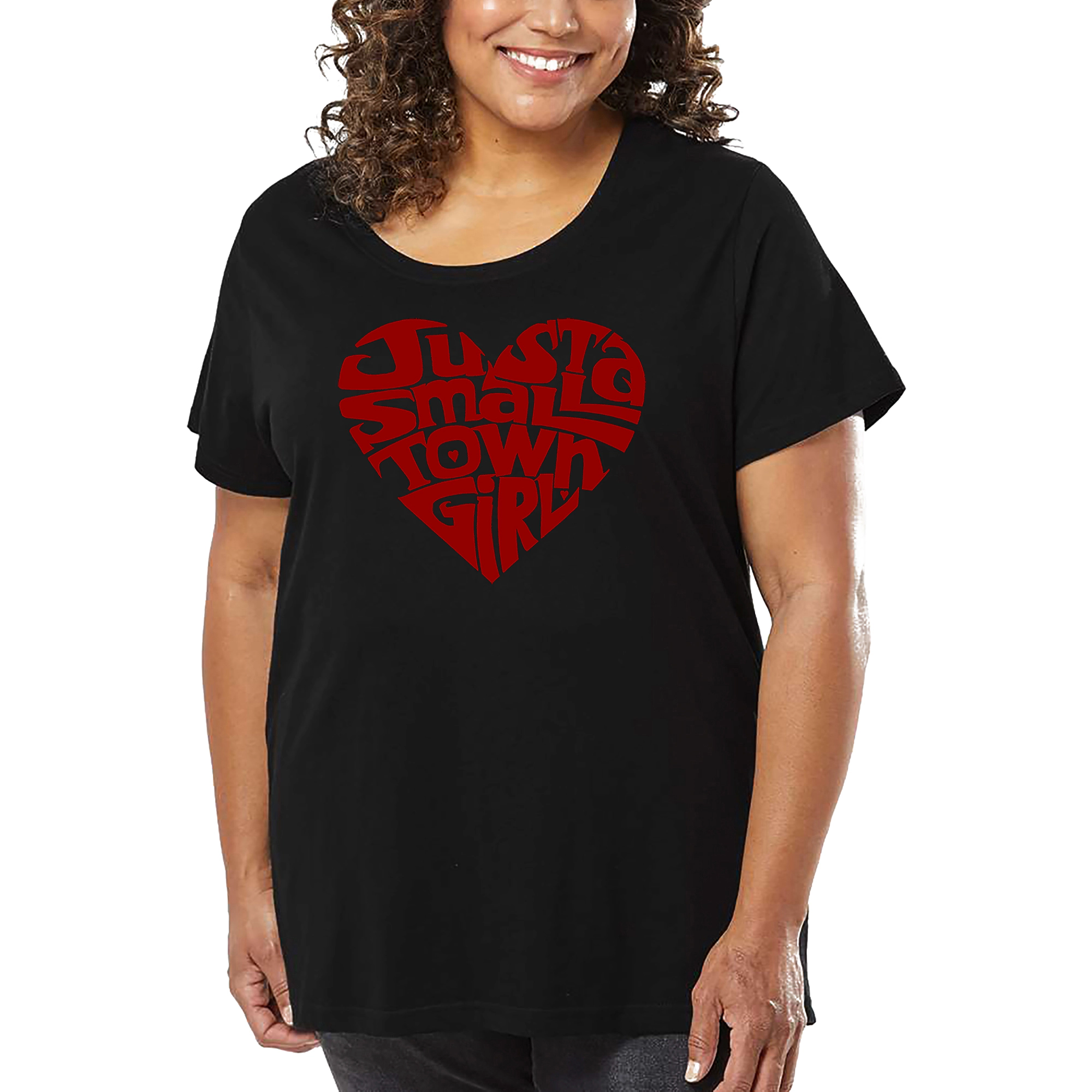 LA Pop Art Women's Plus Word T-Shirt - Just a Small Town Girl