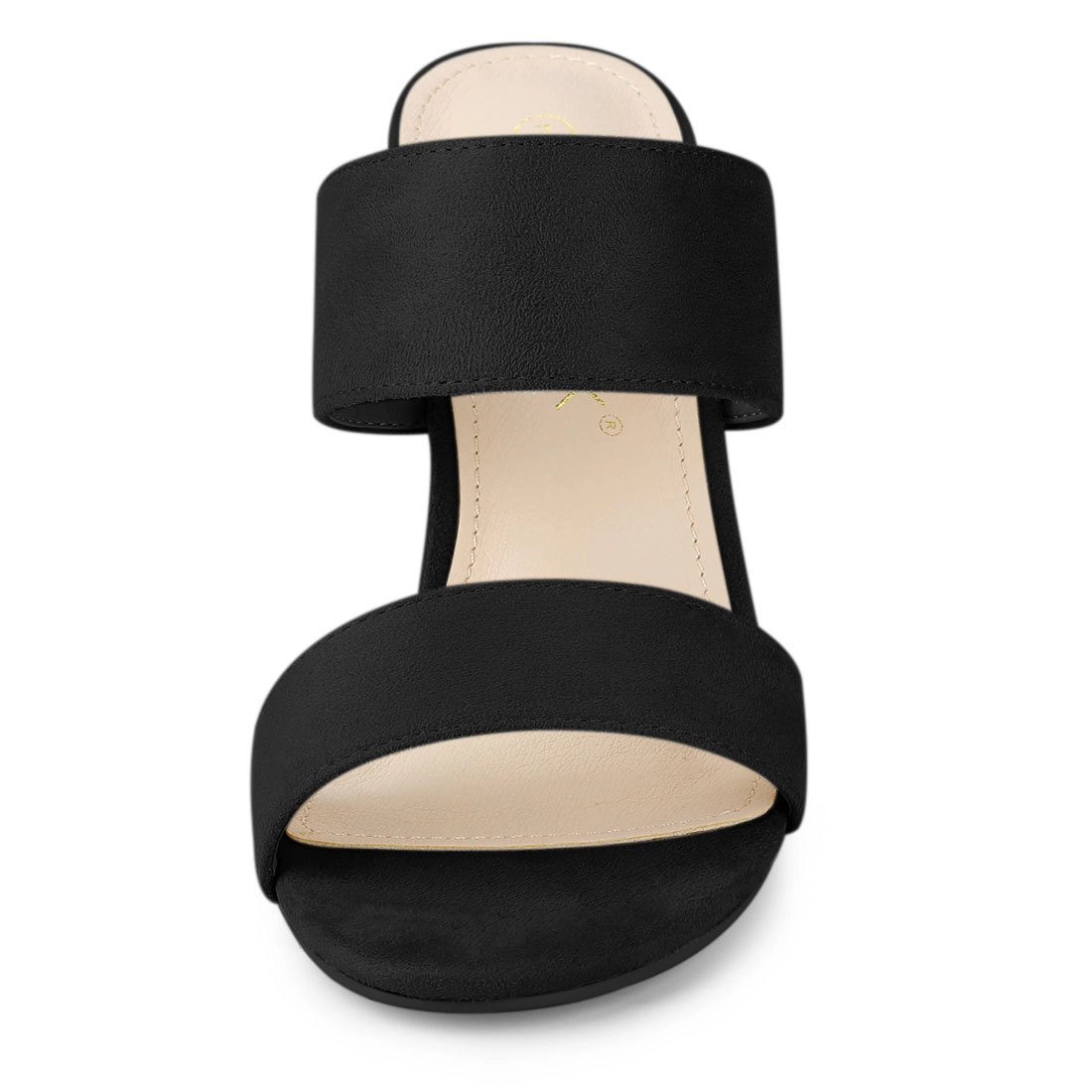 BLISSFUL STEP Women's Opened Toe Chunky Heeled Padded Insole Slide Sandals
