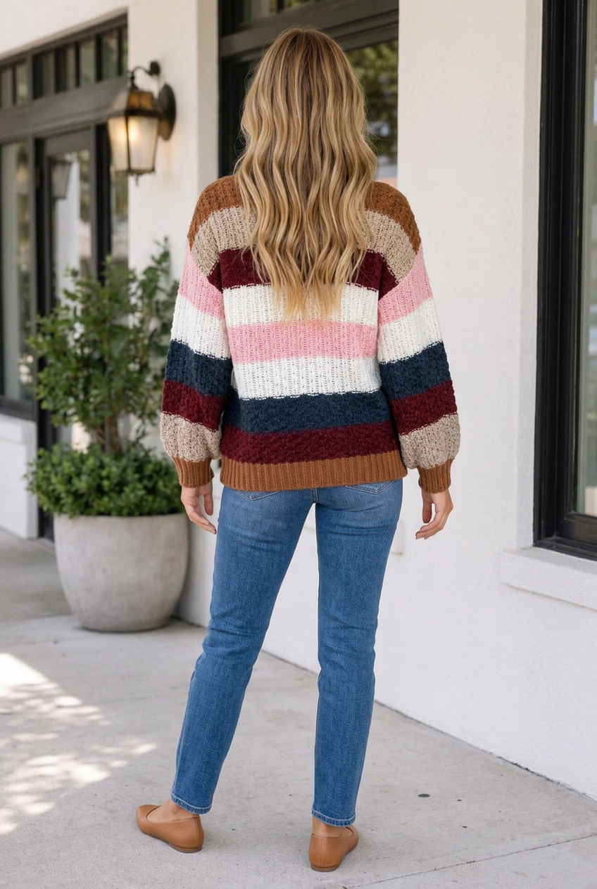 Threaded Pear Women's Maricela Dropped Shoulder Pullover Sweater