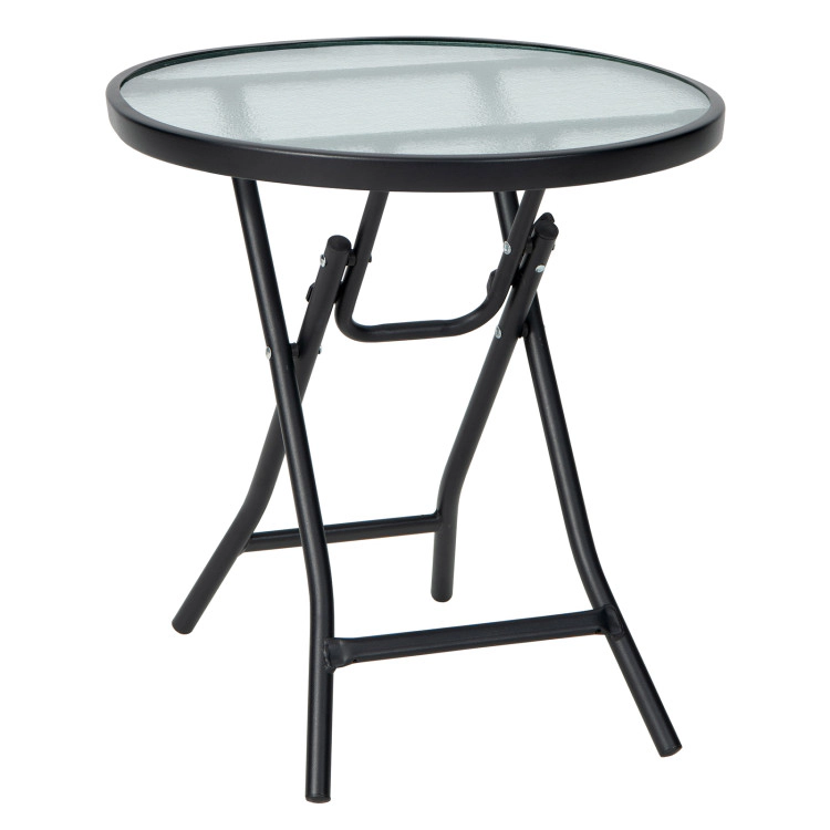 Hivvago Patio Side Table With Tempered Glass Tabletop