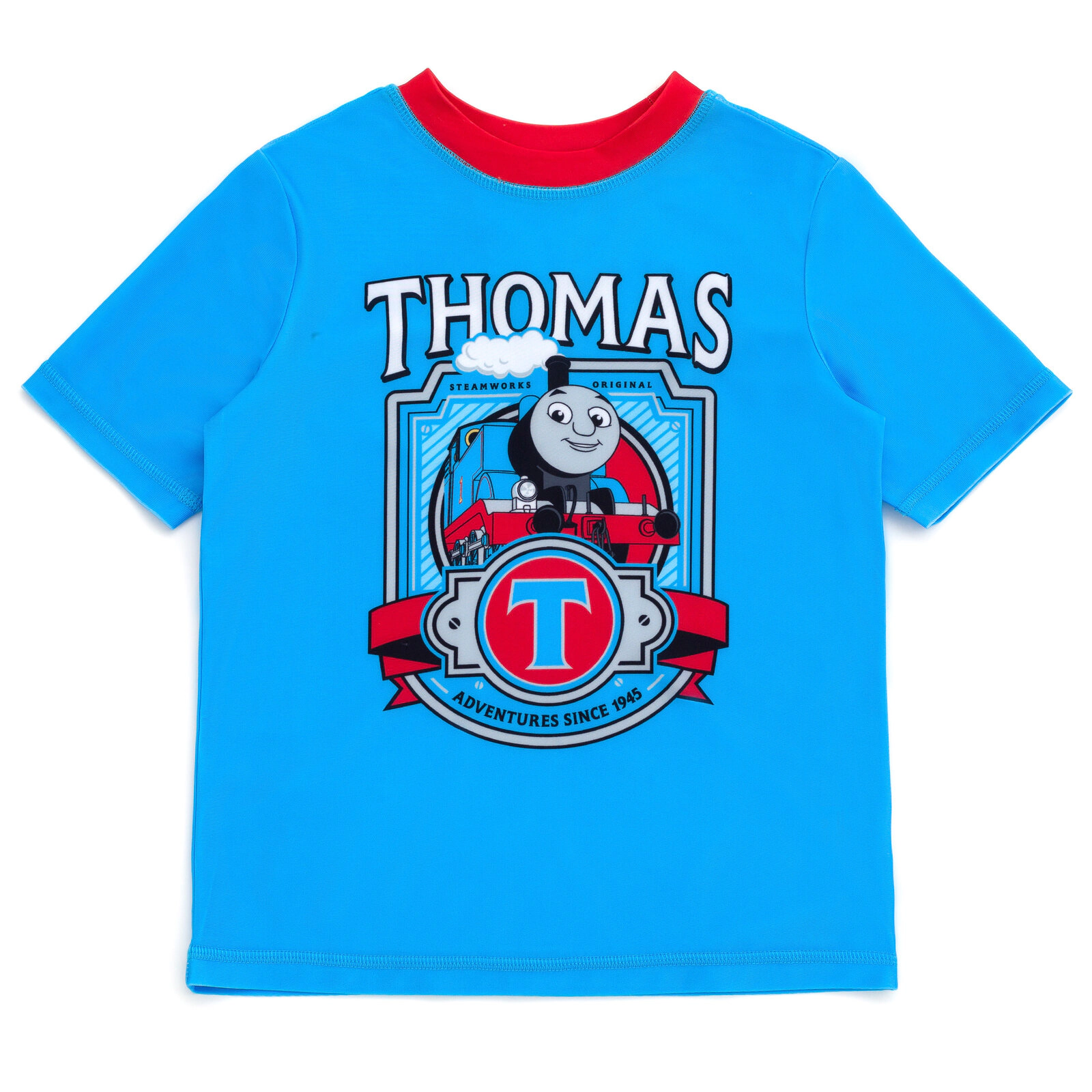 Thomas & Friends Boys' Swimwear 2-Piece Rash Guard and Swim Trunks Set