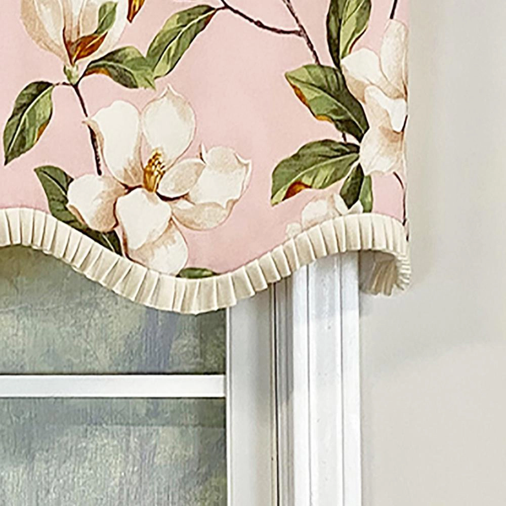 RLF Home Magnolia Ruffled Provance Valance Petal Pink. 3" Rod Pocket 50"W x 17"L