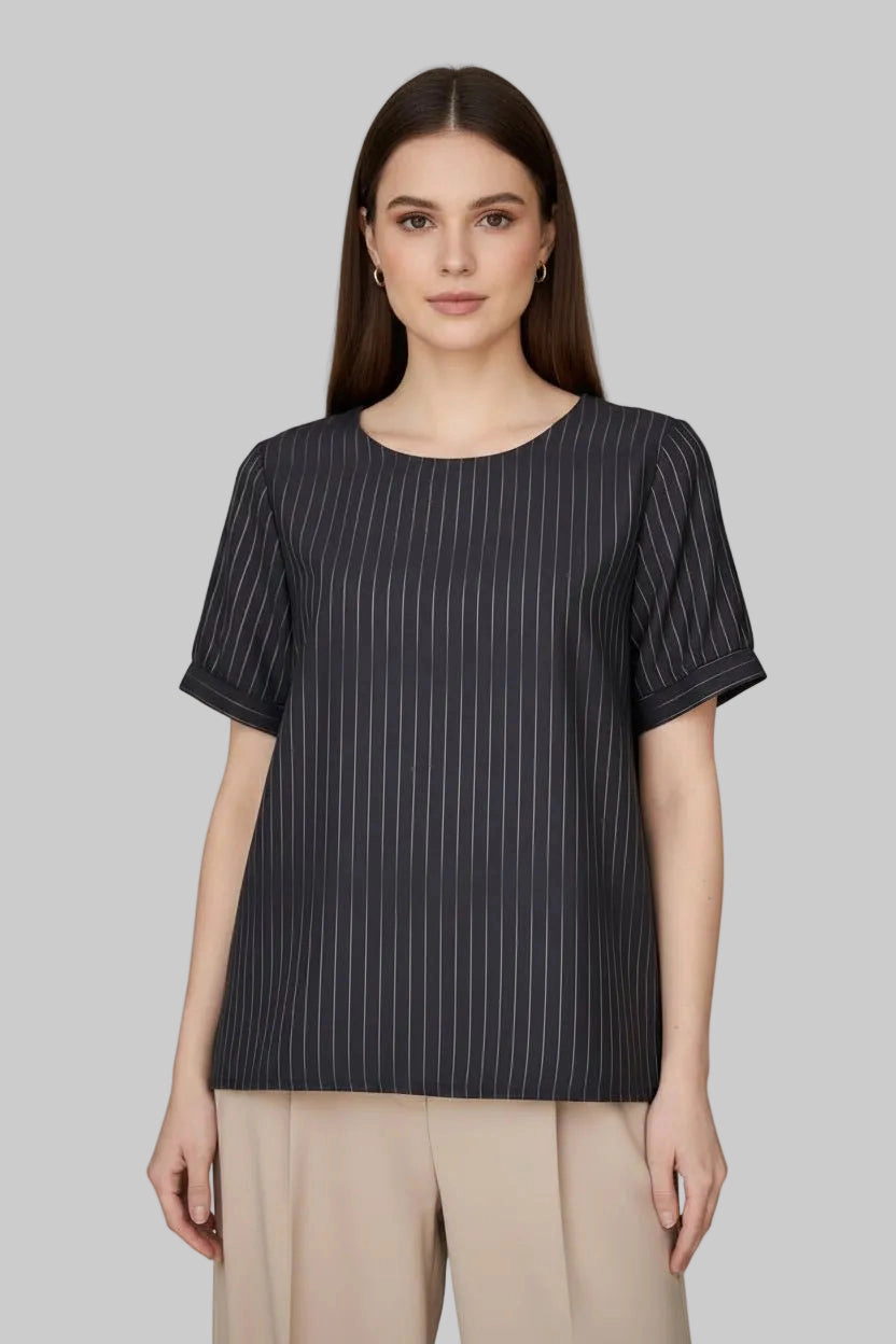 DressAtR Women's Puff Sleeve Round Neck Pullover Blouse