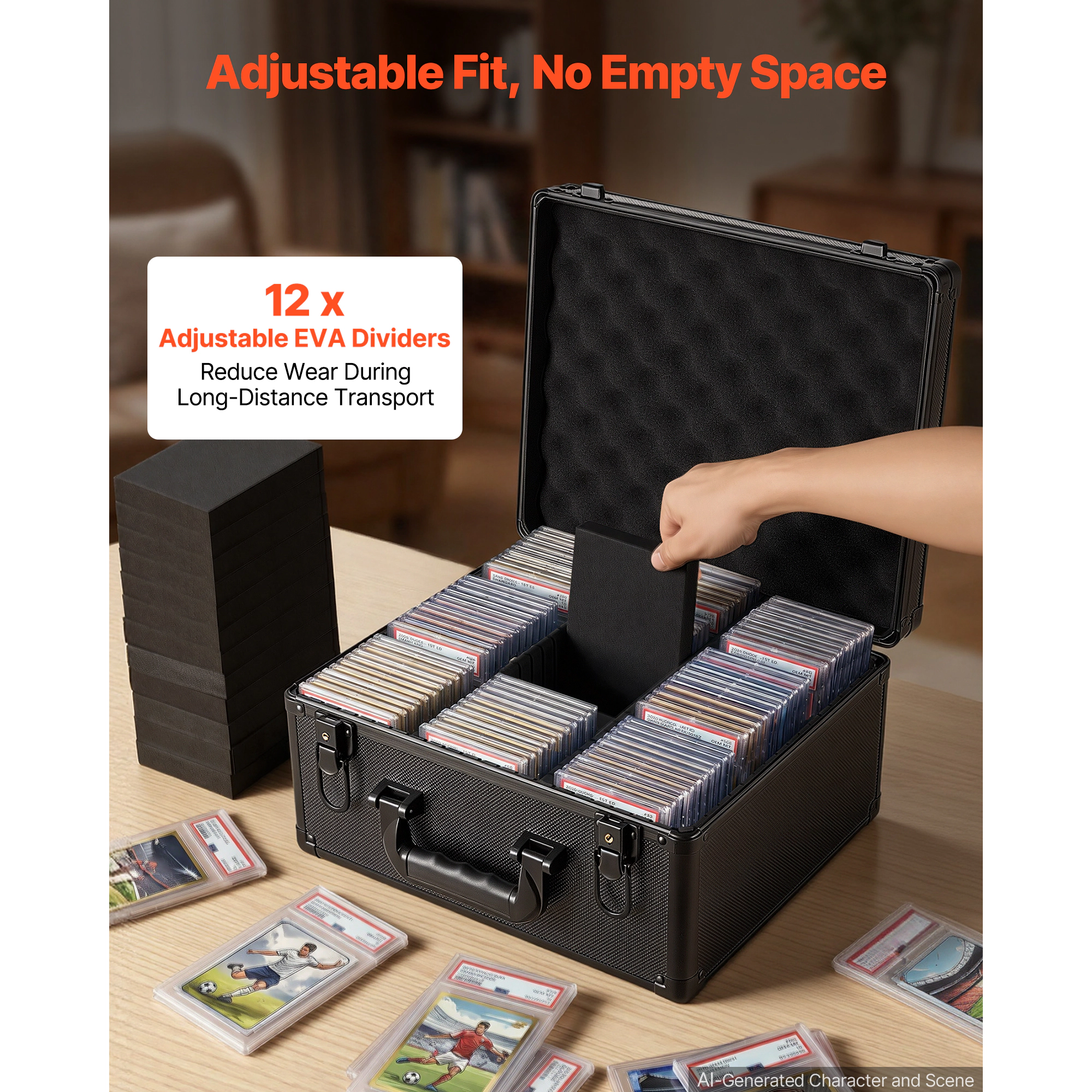 HONGGE Graded Card Case, PSA Slab Storage Box with Lock, Baseball Sports Trading Cards Holder Collector 12 Dividers