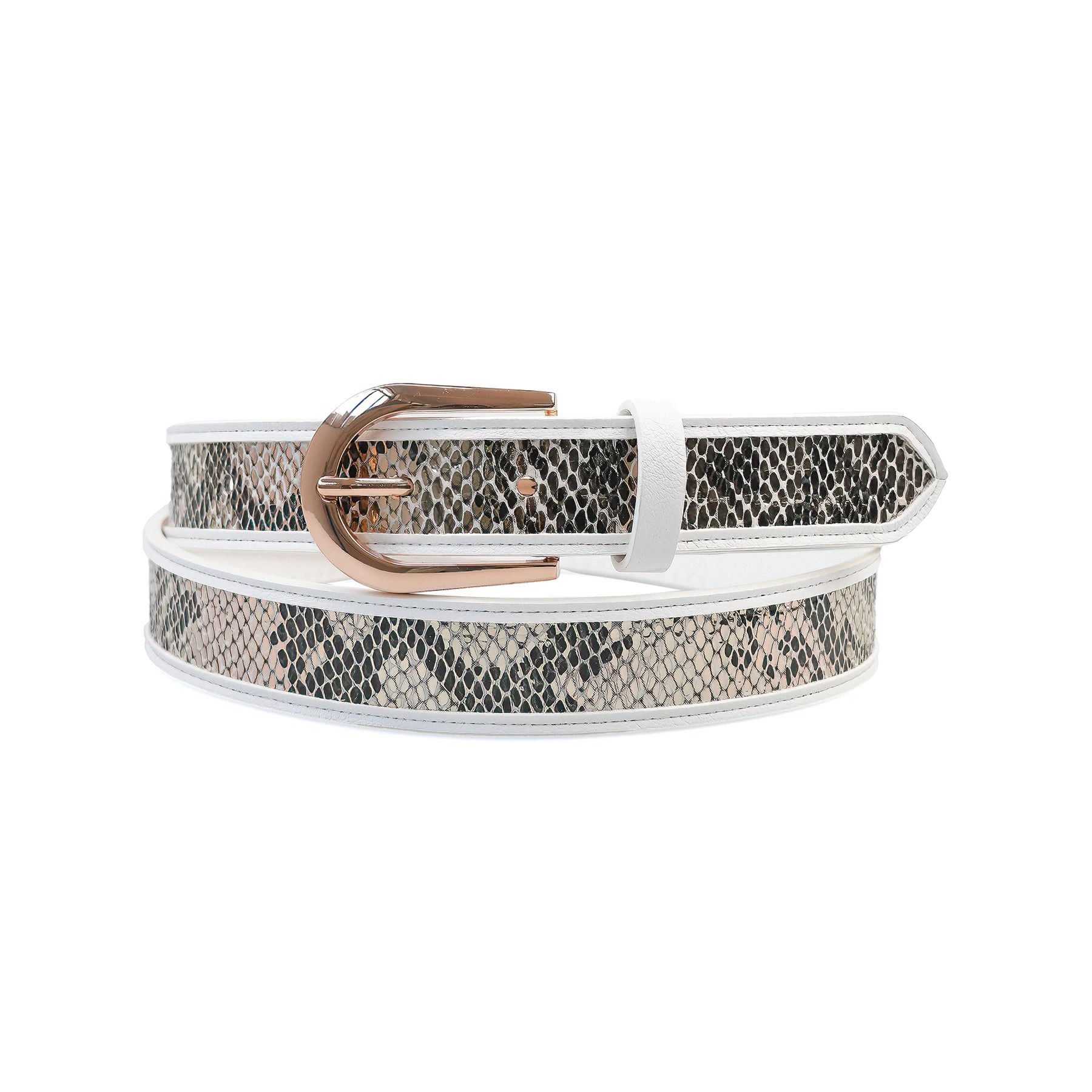 AGP PARIS White Snake Print Women's Belt