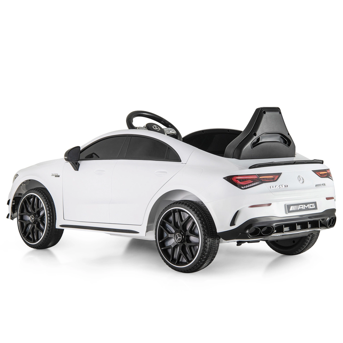 SUGIFT Kids White 12V Ride On Sports Car with Remote Control and LED Lights 43.3-in W 17.7-in H 66-lb Seat Capacity