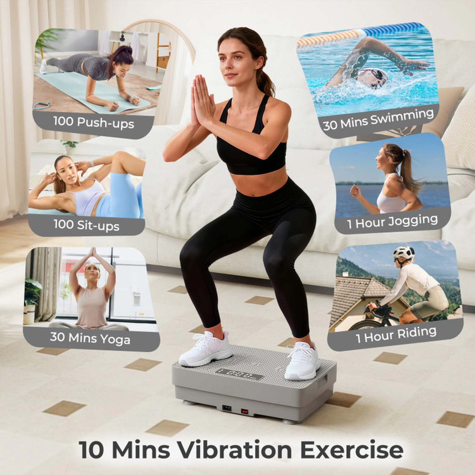 SUGIFT Gray Vibration Plate Exercise Machine with Gravity Sensor 17.5-in W 11-in D 4.5-in H 220-lb User Capacity