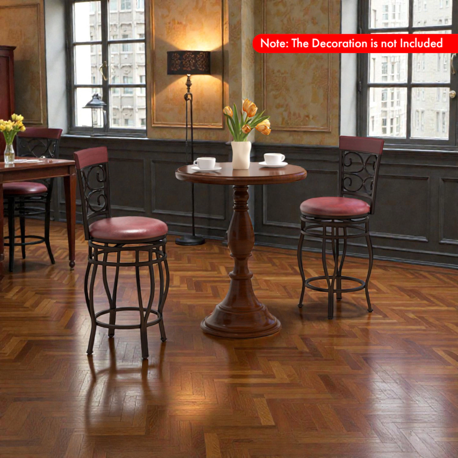 Hivvago Set of 2 Counter-Height Stools with Backrest and 26-Inch Seating Height