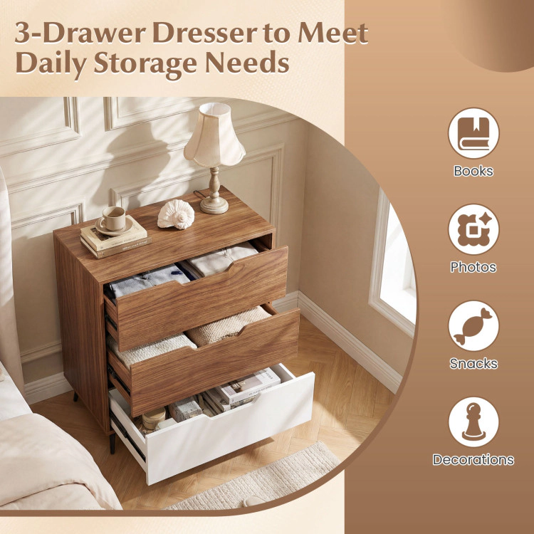 Hivvago 3-Drawer Rustic Farmhouse Wooden Storage Dresser