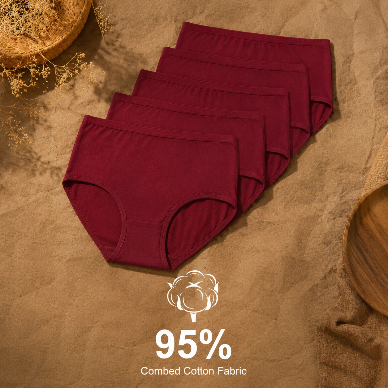 WZK Womens 5-Pack High Waisted Soft Cotton Underwear