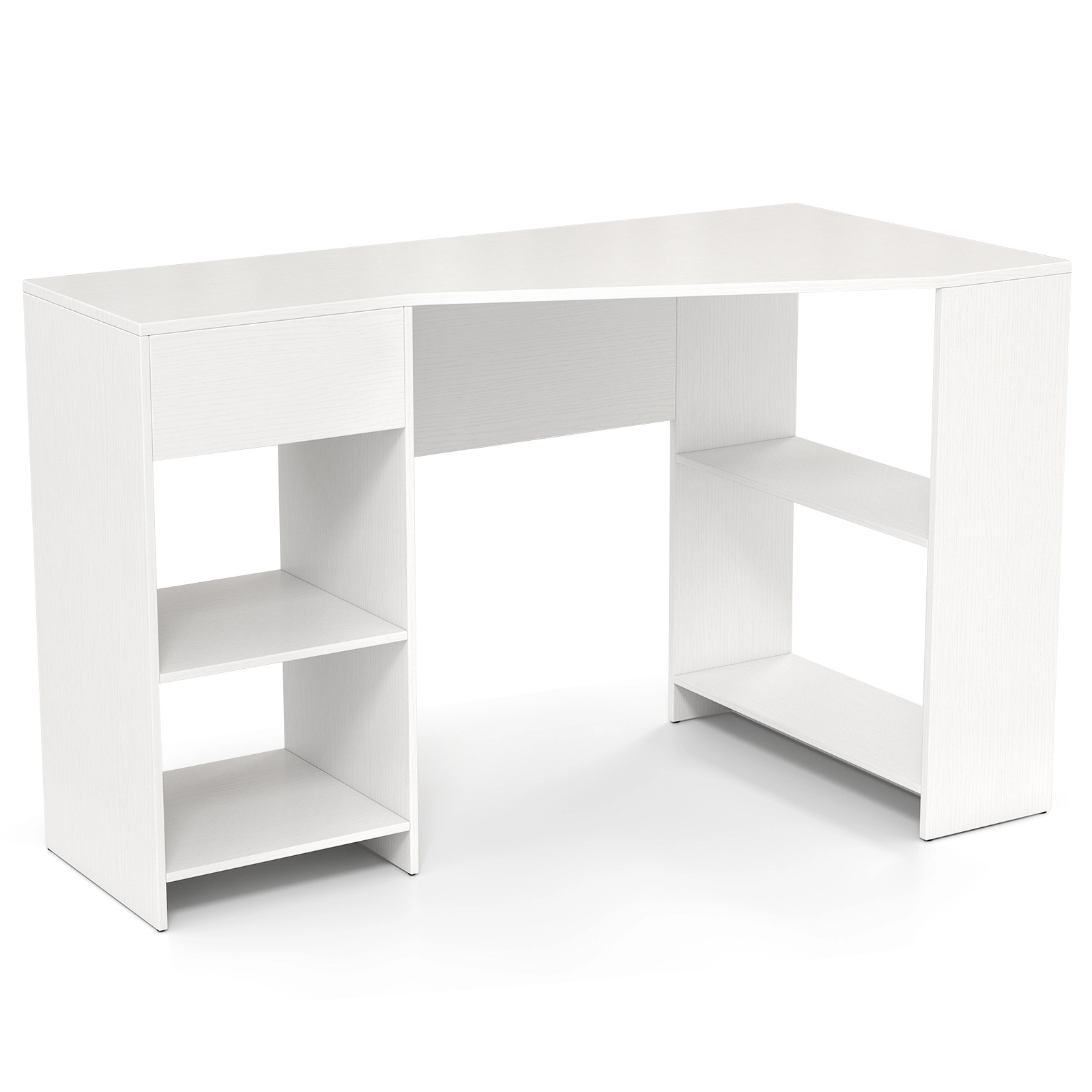 SUGIFT 48 in L Shaped Corner Desk White Executive Computer Desk with Drawer and Shelves