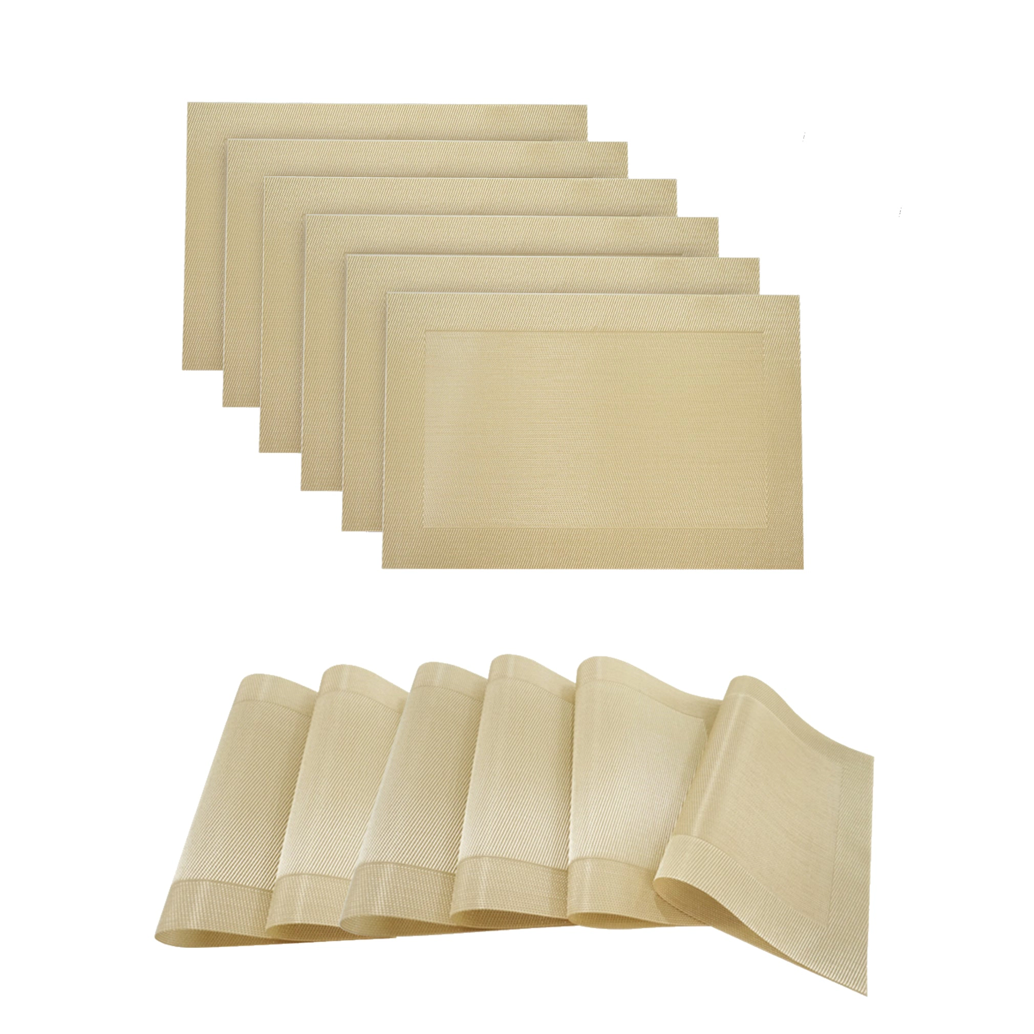 Dainty Home Santa Monica Woven Vinyl Reversible Rectangular 12" x 18" Placemat Set of 6