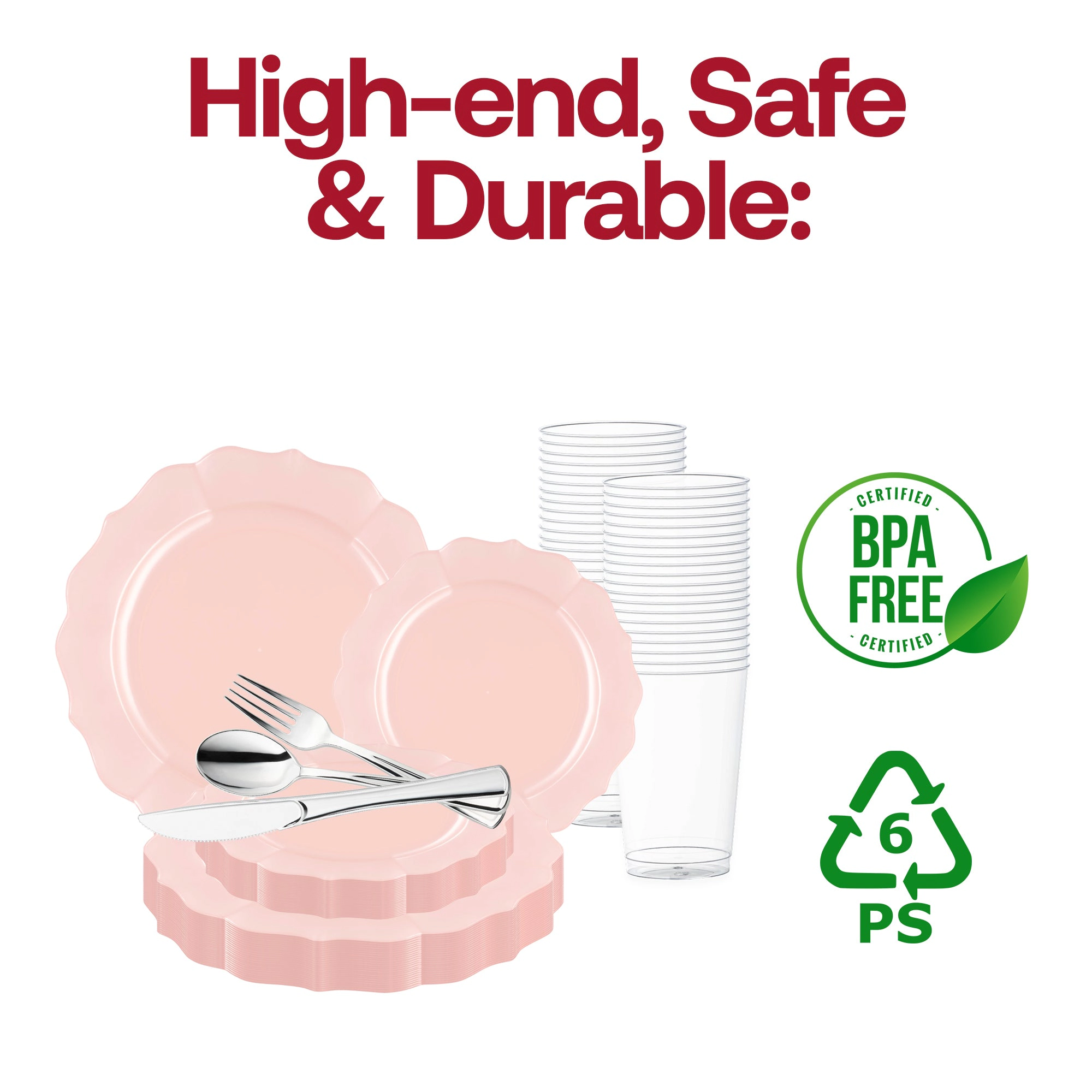 Smarty Had A Party Pearl Pink Round Lotus Plastic Wedding Value Set