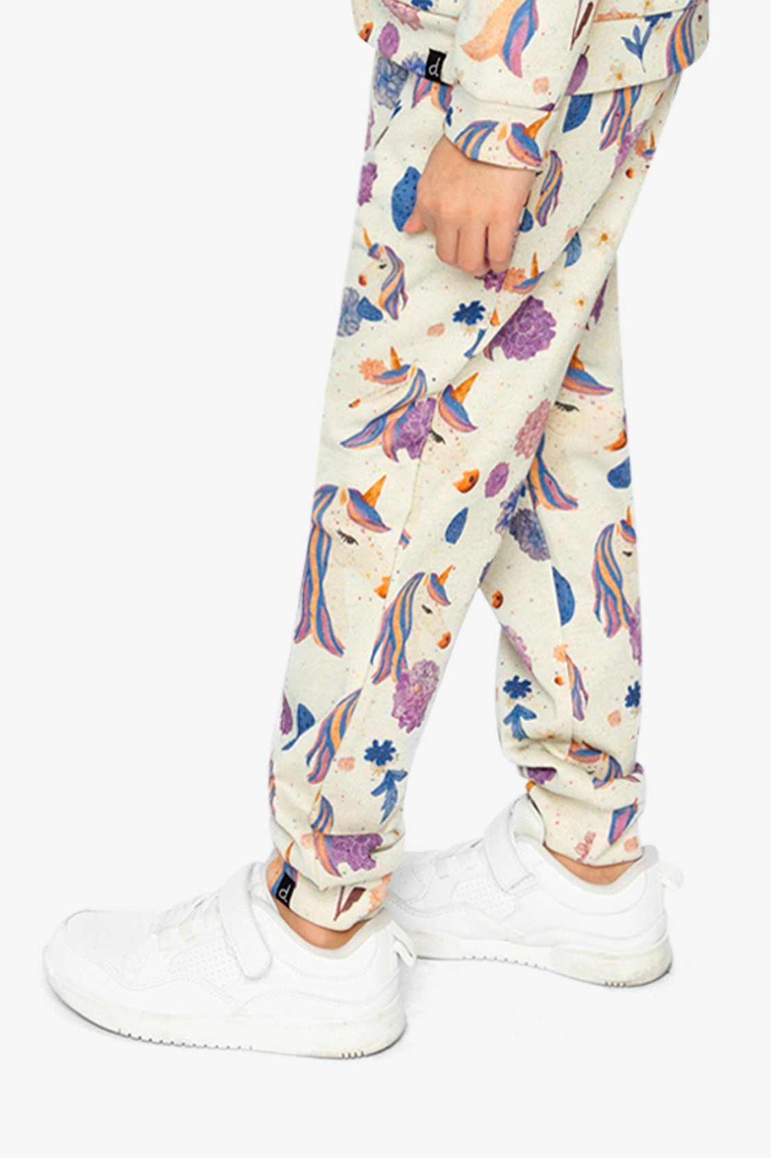 Deux par Deux Girls Unicorn Print French Terry Sweatpants