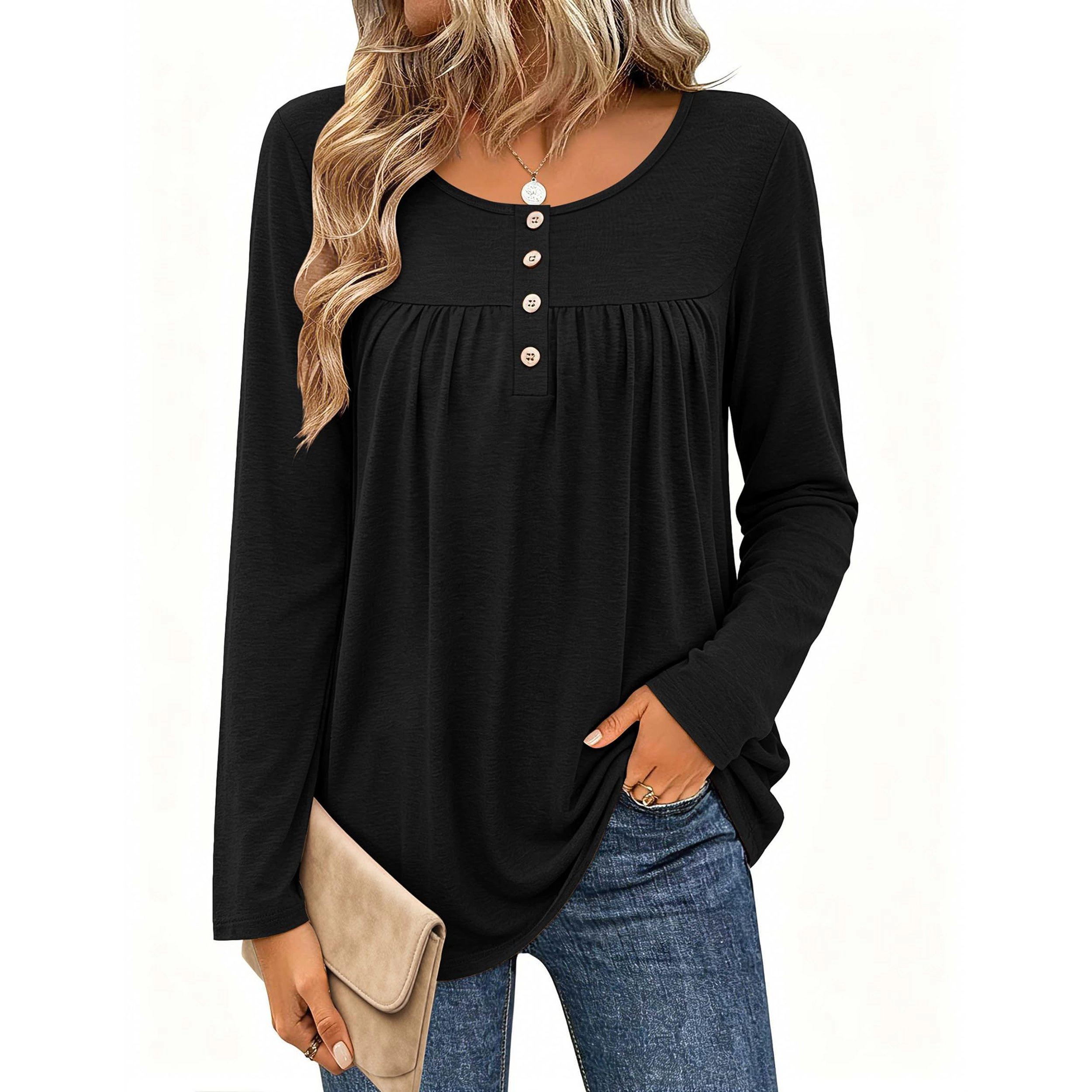 Zeagoo Women Leopard Print Long Sleeve Tunic Top