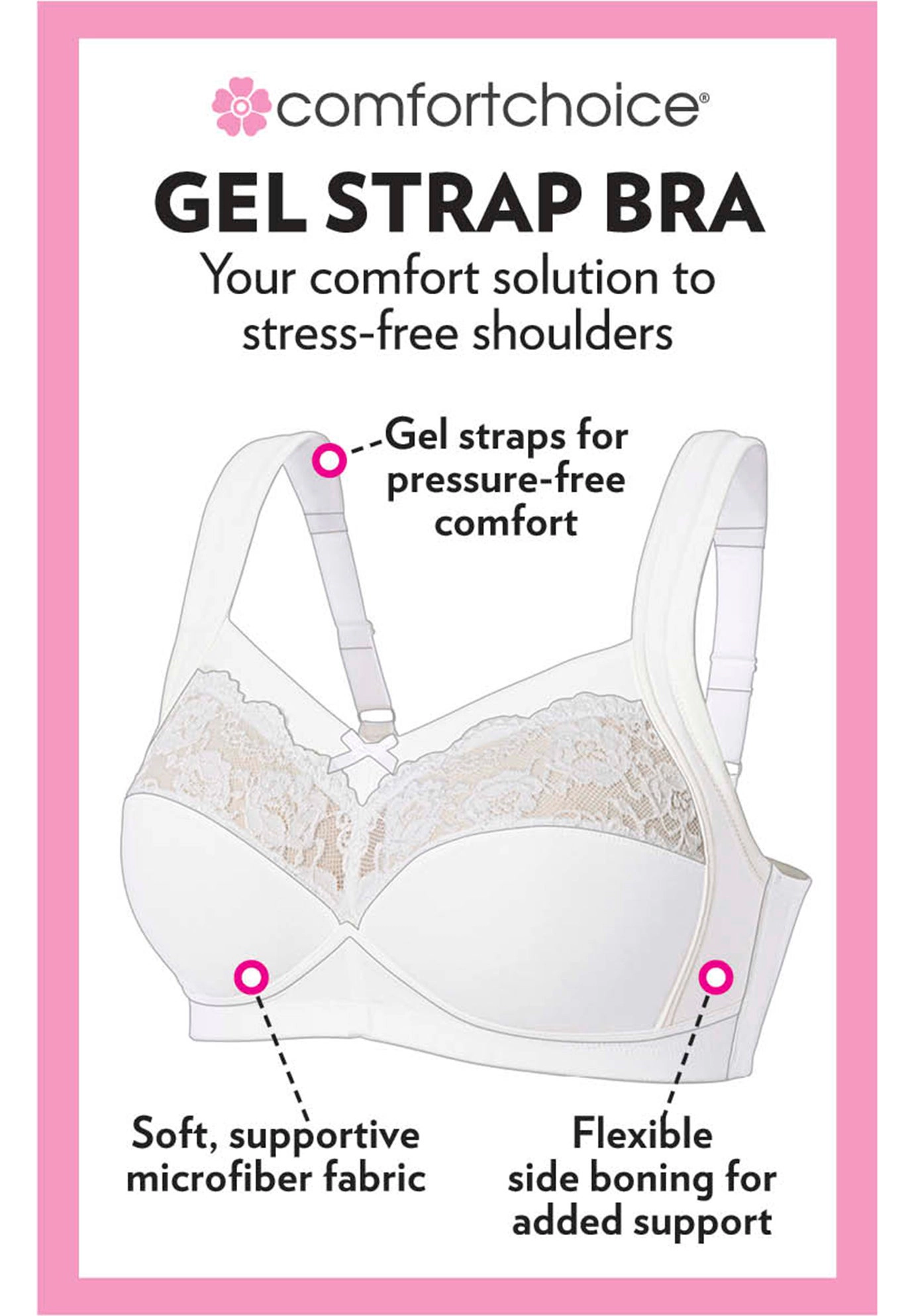 Comfort Choice Women's Plus Full Coverage Gel Strap Bra
