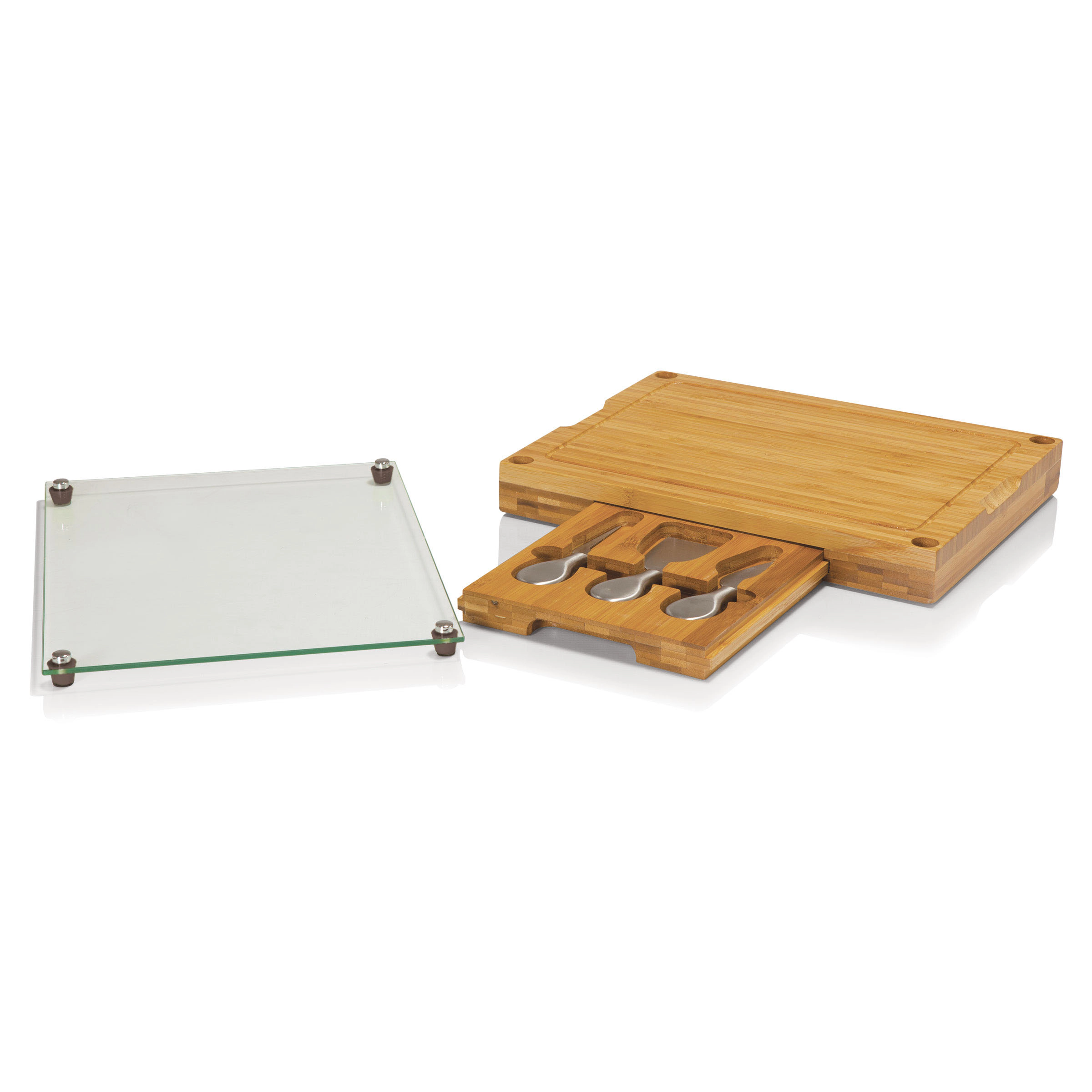 TOSCANA Concerto Glass Top Cheese Cutting Board & Tools Set