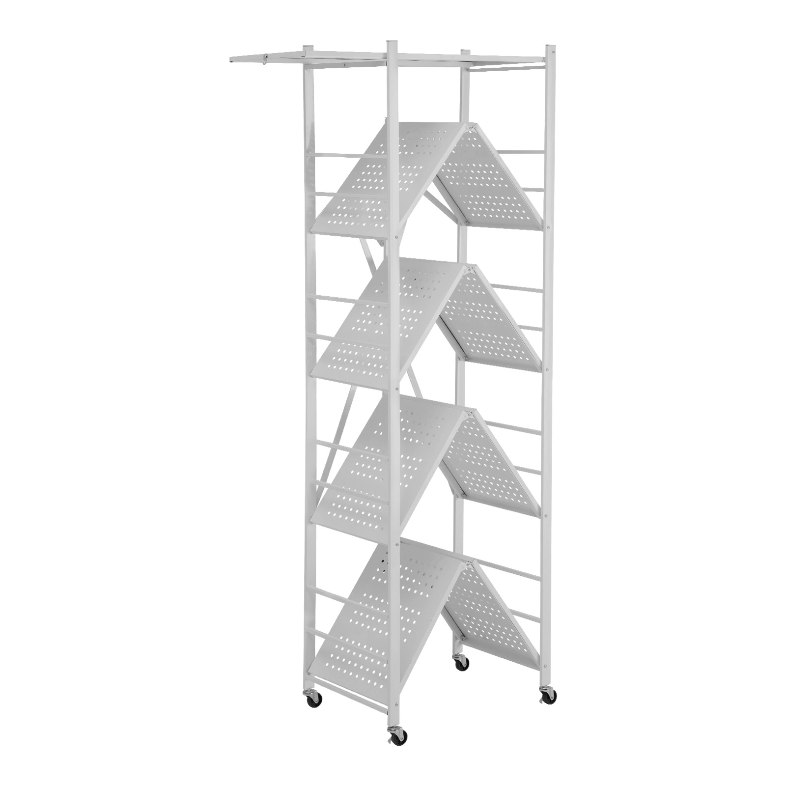 Flynama Folding Storage Shelf with Wheels -Tier No Assembly Organizer Shelf