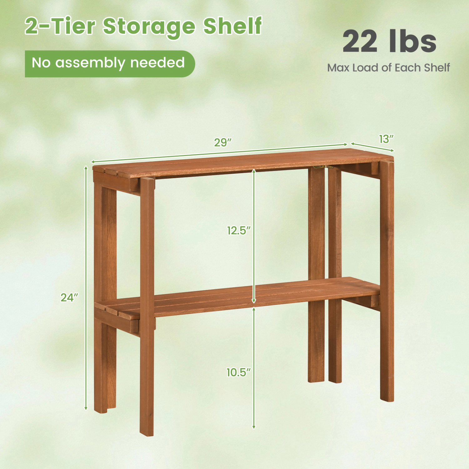 LJG 2/3-Tier Folding Wooden Storage Shelves for Entryway and Garden