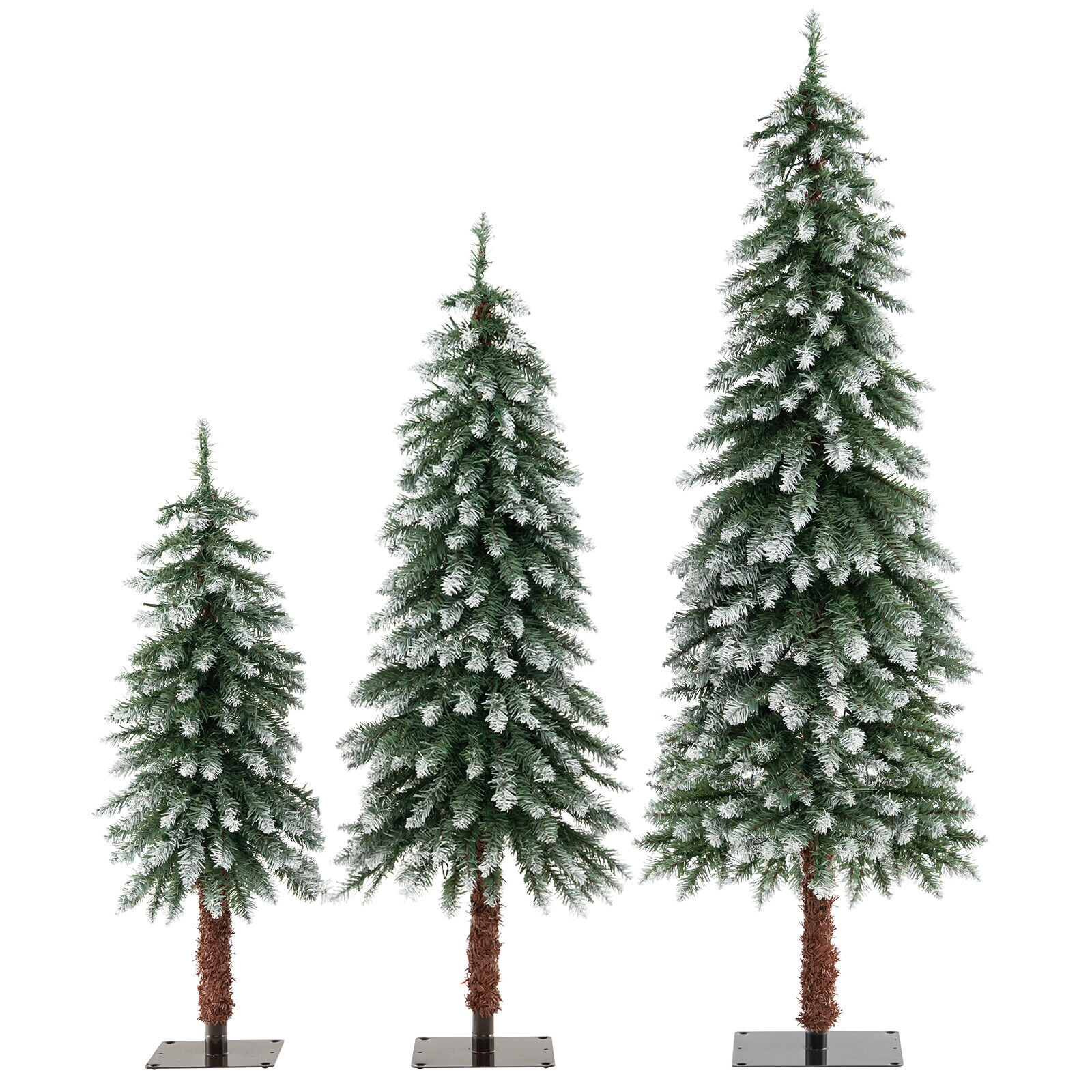 LJG Pre-Lit Christmas Tree Set of 3 - Snowy and Slim
