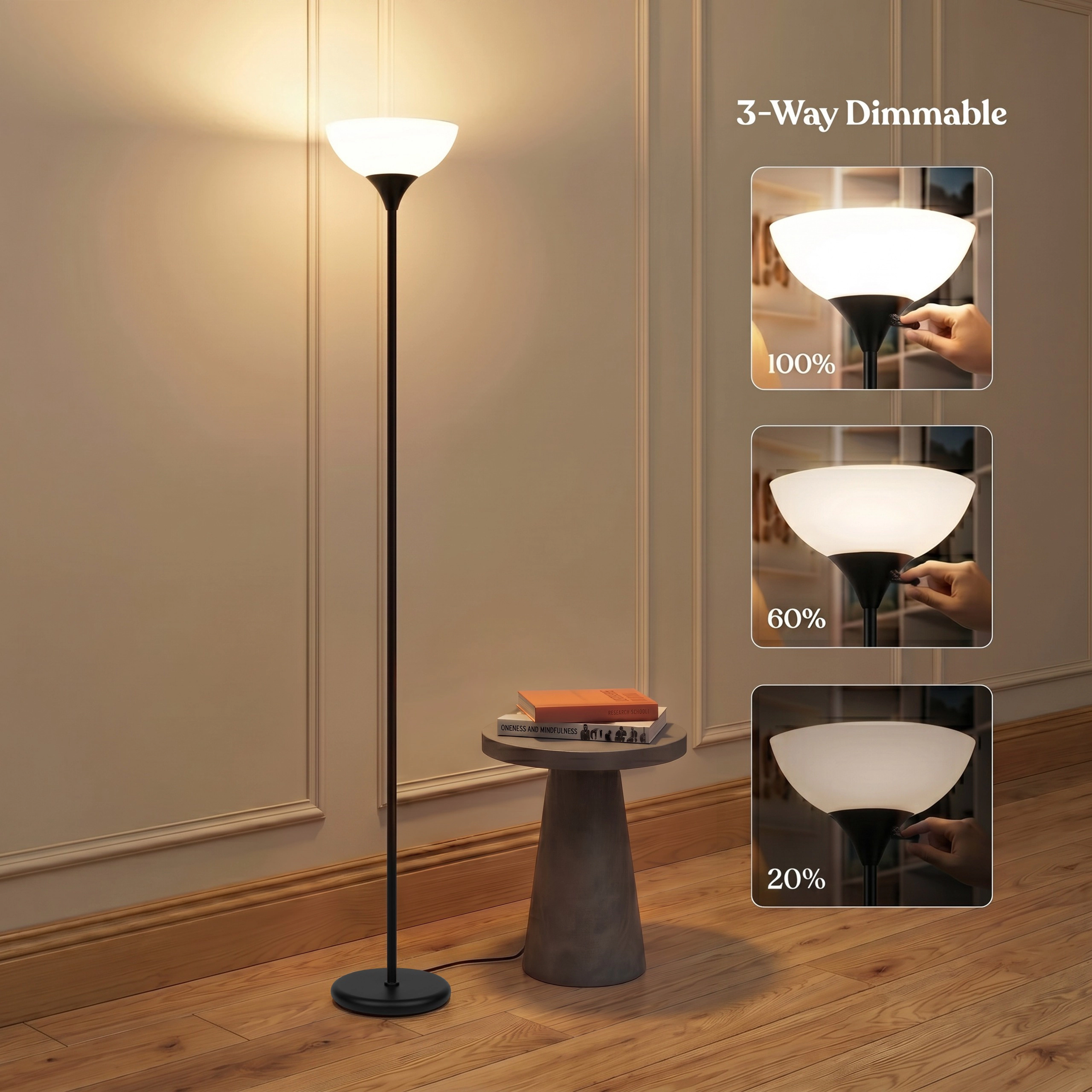 Brightech Sky Dome Torchiere Dimmable Floor Lamp