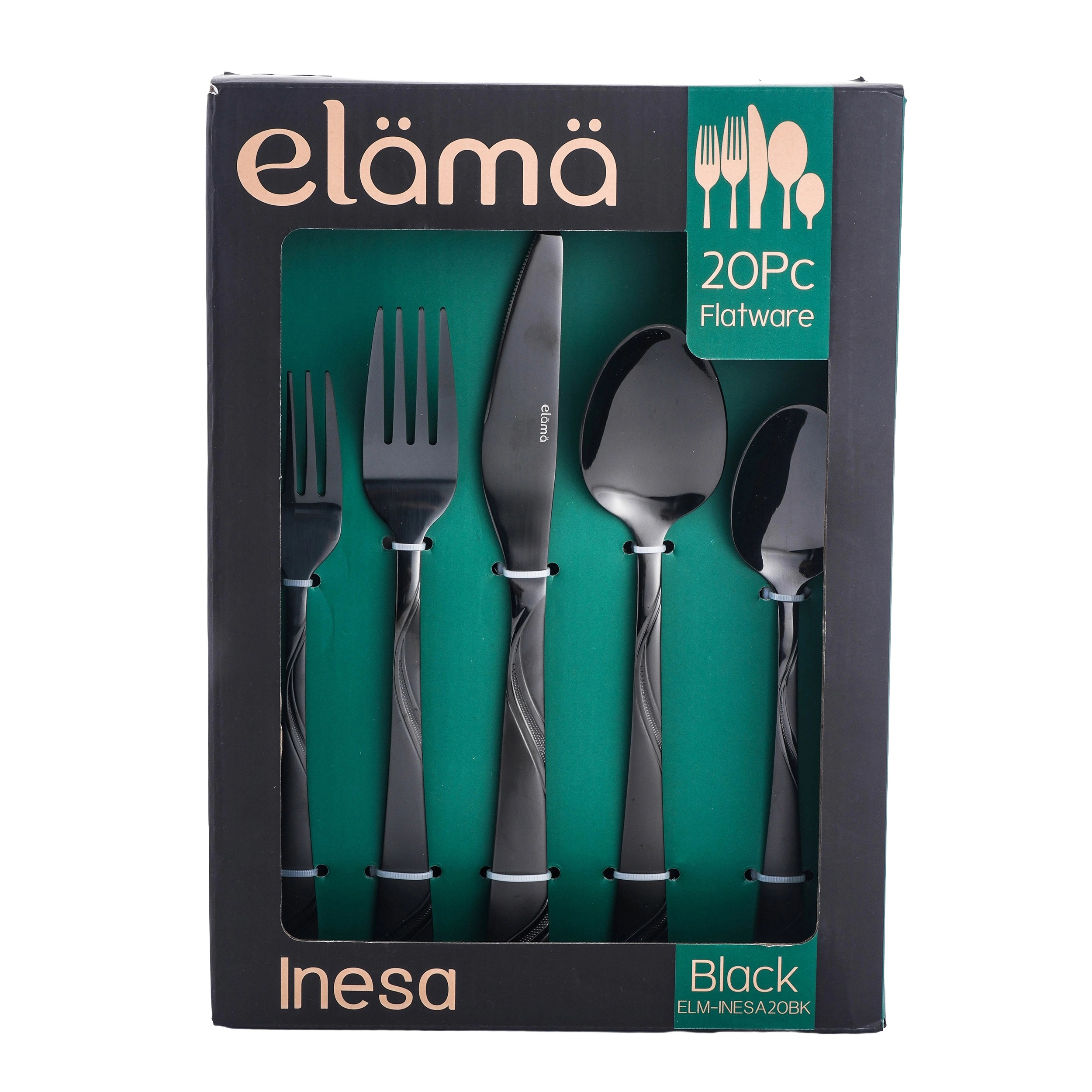 Elama Inesa 6 Piece Mirror Polished + Sand Blasted Stainless Steel Dinner Spoon Set Gold