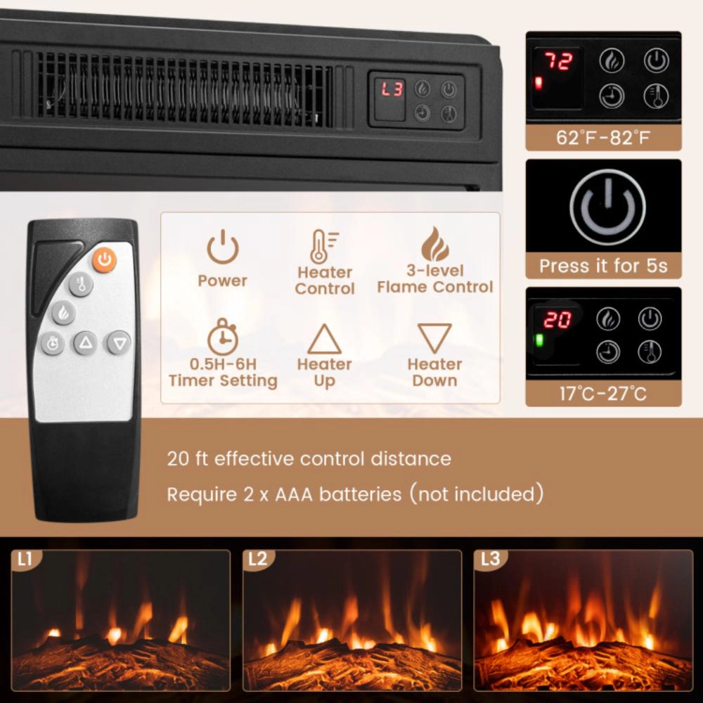 Hivvago Fireplace Corner Tv Stand With Led Lights And Smart App Control For 50 Inches