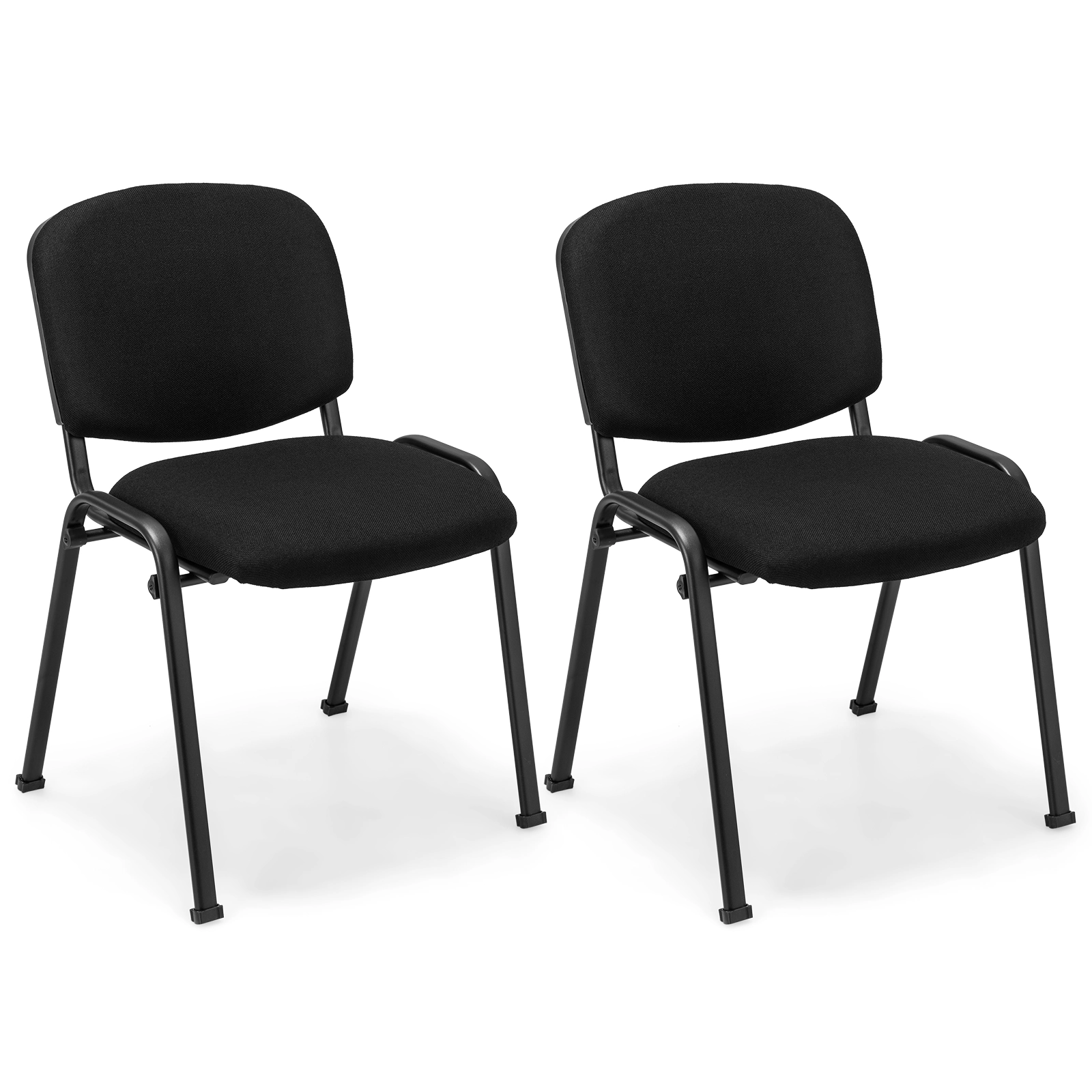 SUGIFT Stackable Metal Frame Office Chair with Padded Linen Cushions 330-Lb Capacity Black Conference Reception