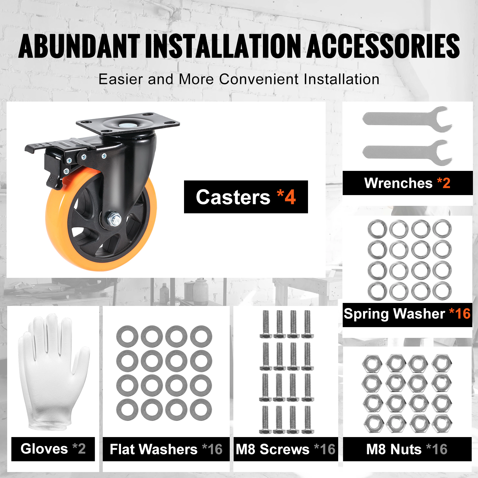 HONGGE Caster Wheels Swivel Plate Casters with Wheels Per Caster Wheels