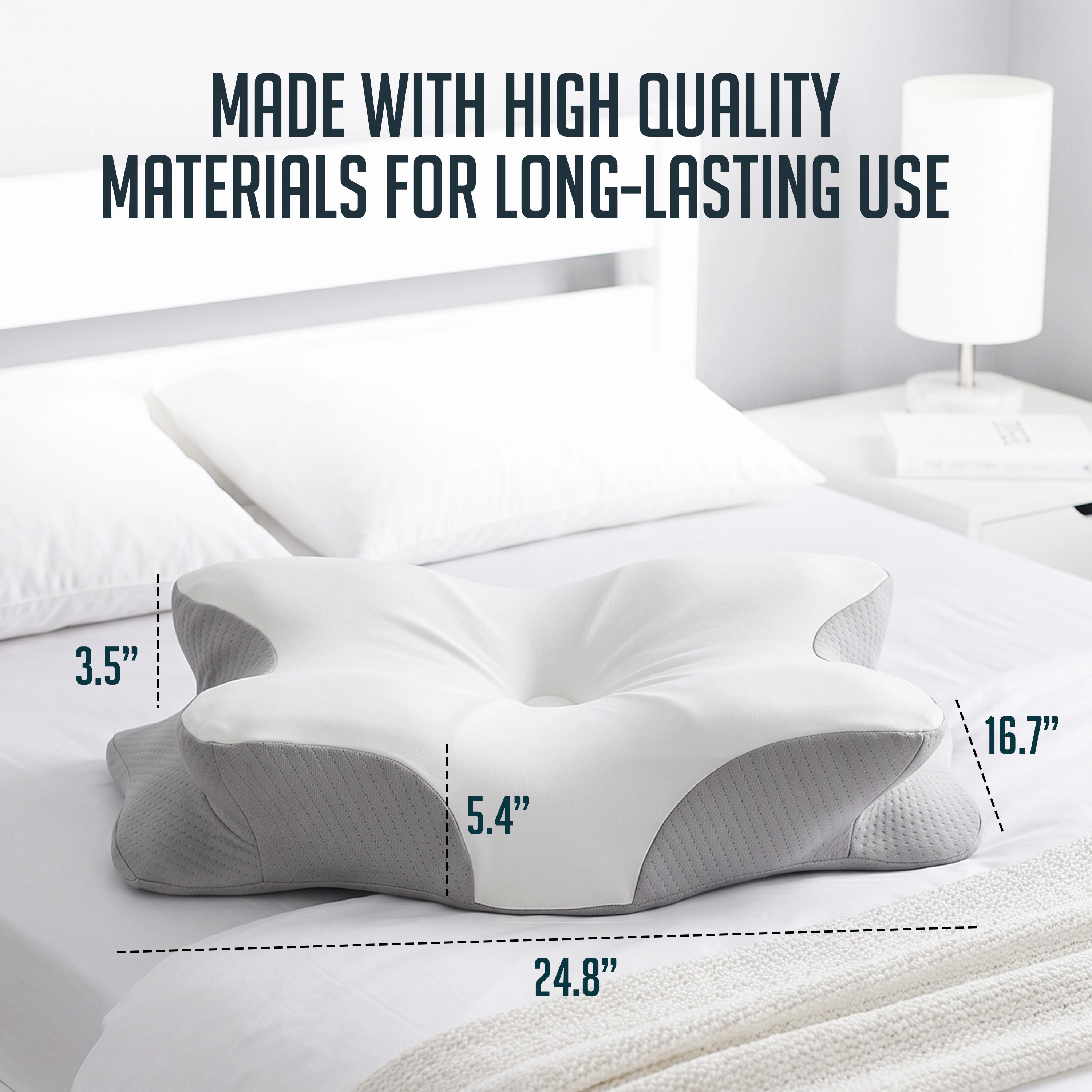 Luminuxe Cervical Memory Foam Pillow, Orthopedic Contour Neck & Shoulder Support Pillow with Removable Breathable Cover