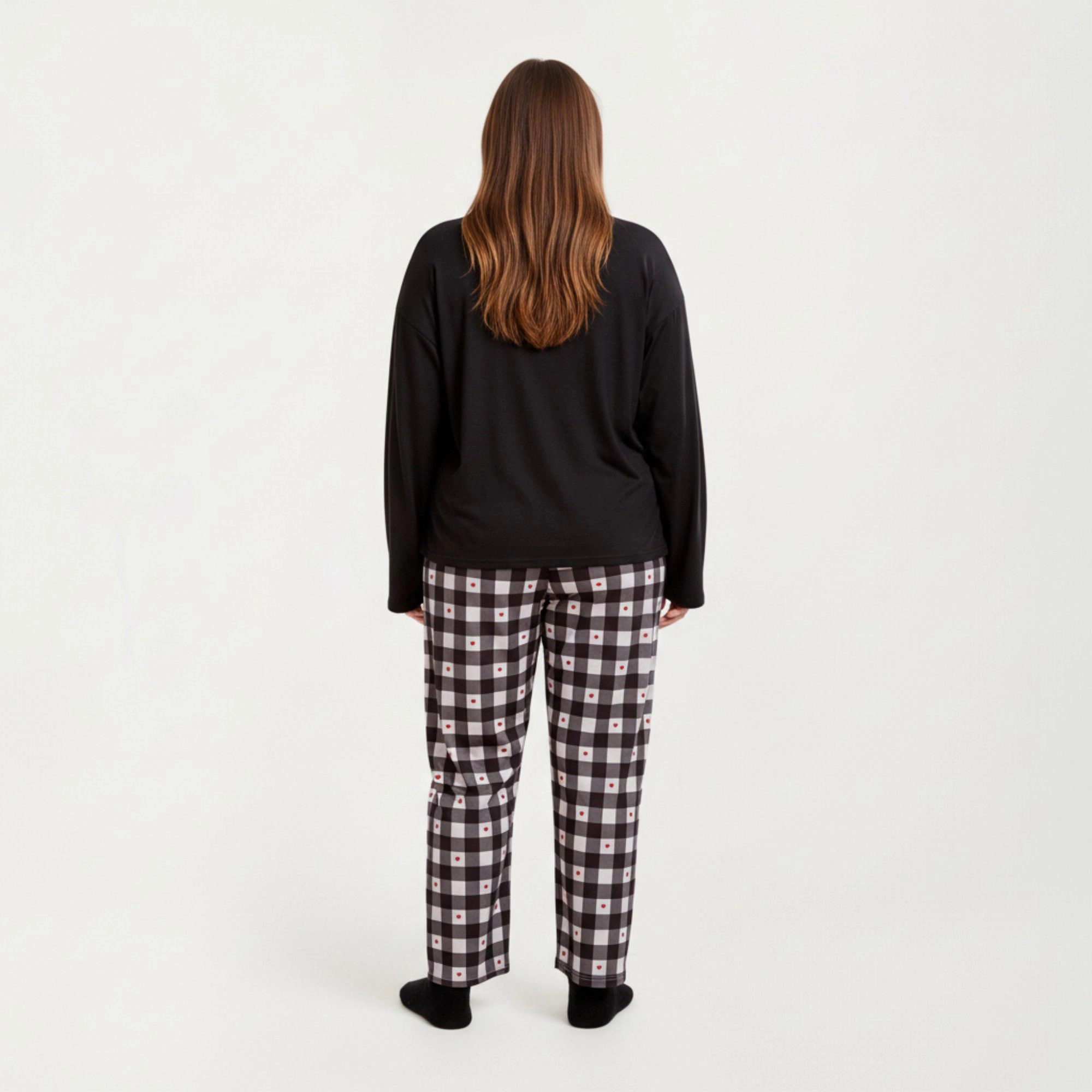 Anna-Kaci Women's 2-Piece Long Sleeve Henley Top and Plaid Pajama Pants with Soft Stretch Fabric Chest Pocket Detail