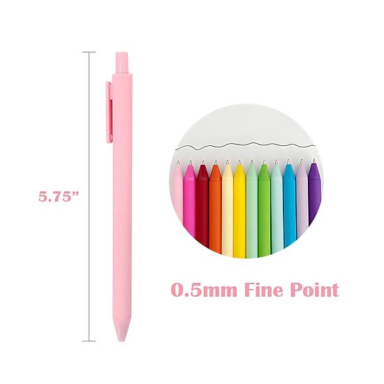 Wrapables Colorful Retractable Ballpoint Pens for Home, Office and Stationery, Set of 12