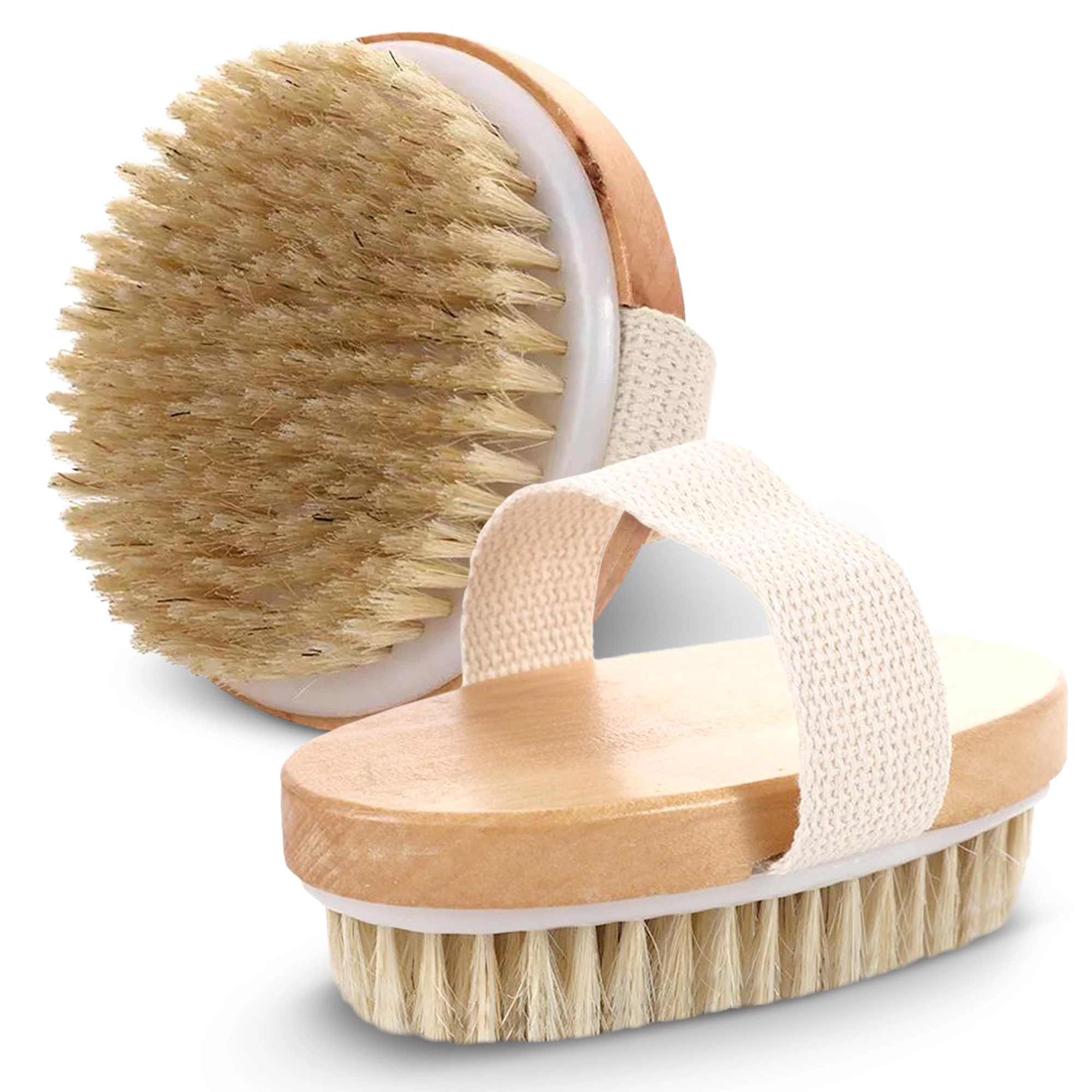 Cheer Collection Natural Bristle Exfoliating Body Brush Set, 2 Pack