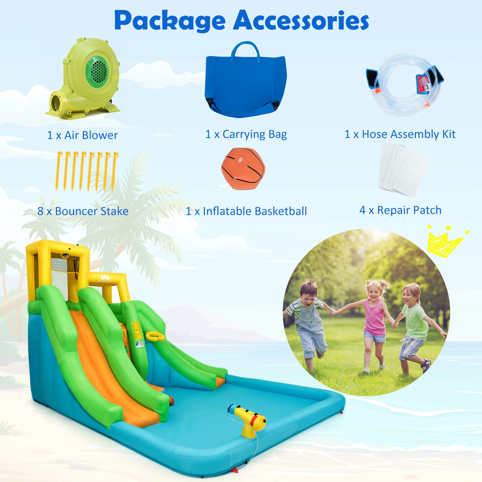 Hivvago Kids Inflatable Water Park Bounce House with 480W Blower