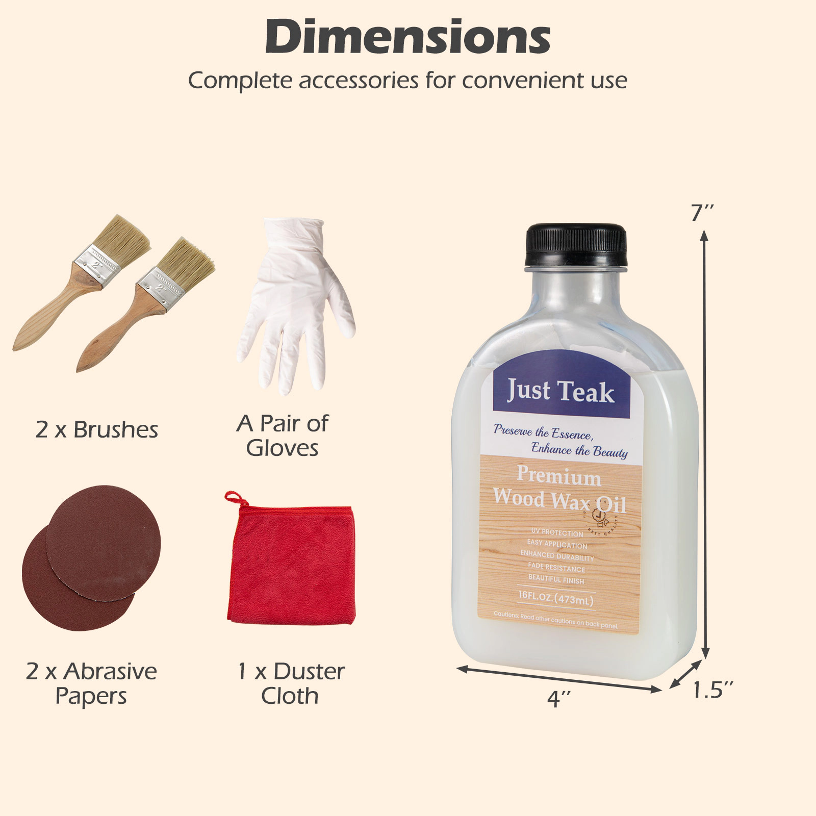 LJG Wood Wax Oil for Outdoor and Indoor Furniture Teak Care Kit to Restore and Protect Wood
