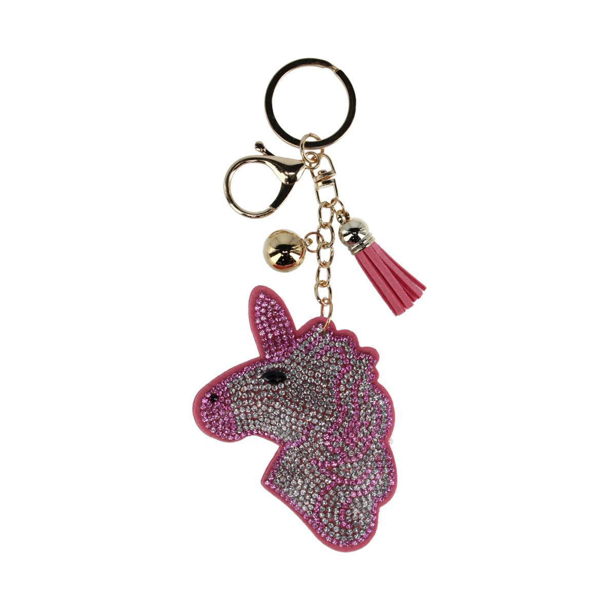 CTM Women's Glitter Unicorn Tassel Bag Charm