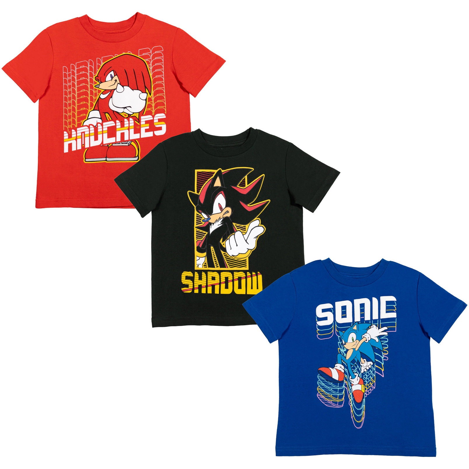 SEGA Sonic the Hedgehog Boys' 3-Pack Short Sleeve T-Shirts