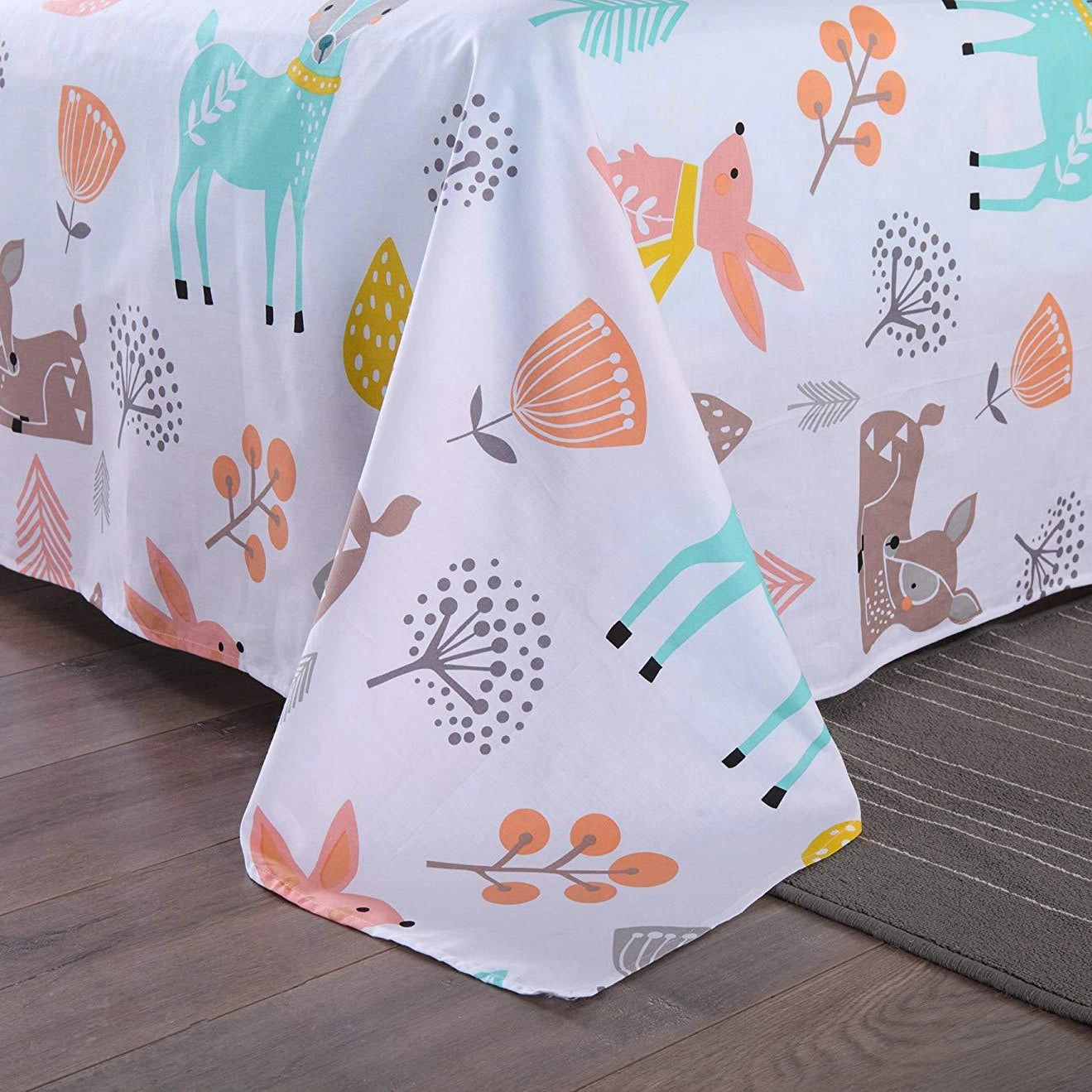 MarCielo 3/4 Piece Kids Deer Sheet Set, Soft Breathable Cotton Bedding