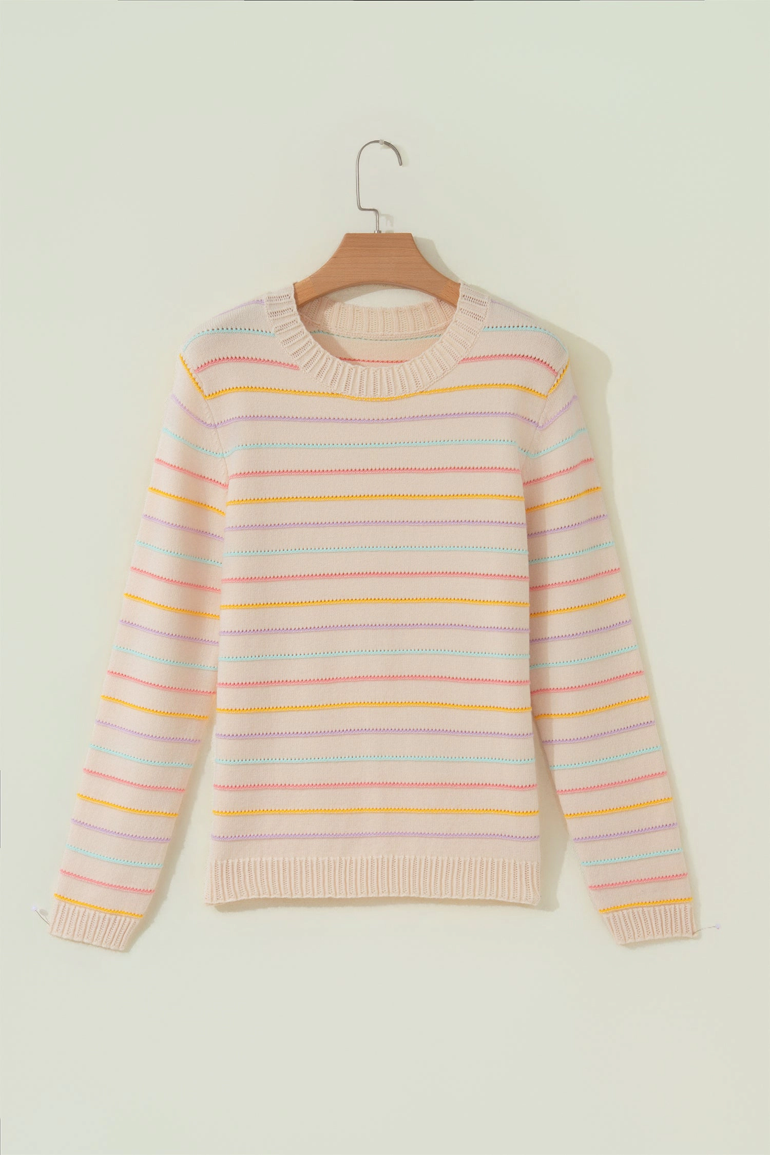 Threaded Pear Kai Colorful Stripes Knit Sweater
