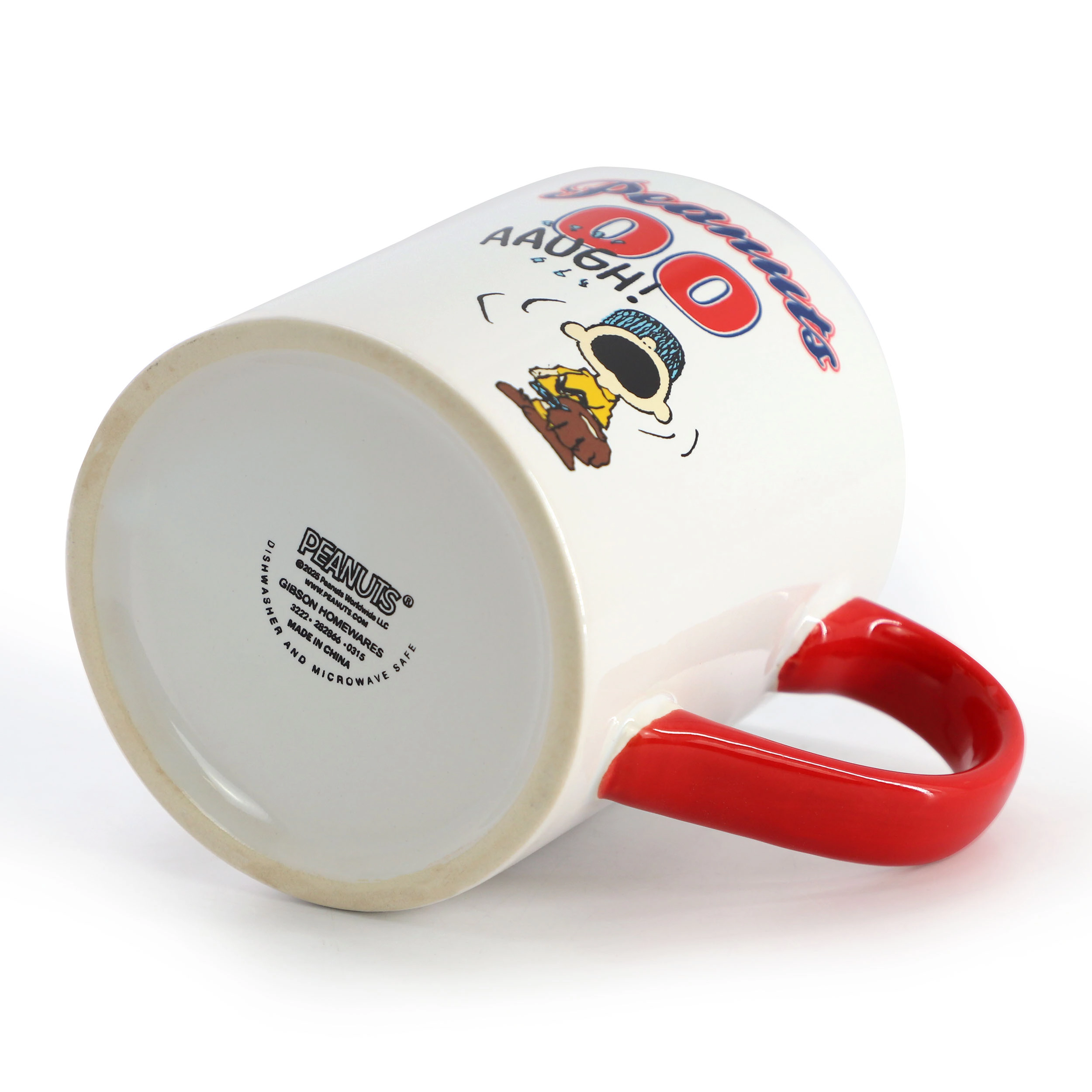 Peanuts Best in Sports Varsity 4 Piece 19 Ounce Stoneware Mug Set in White and Red