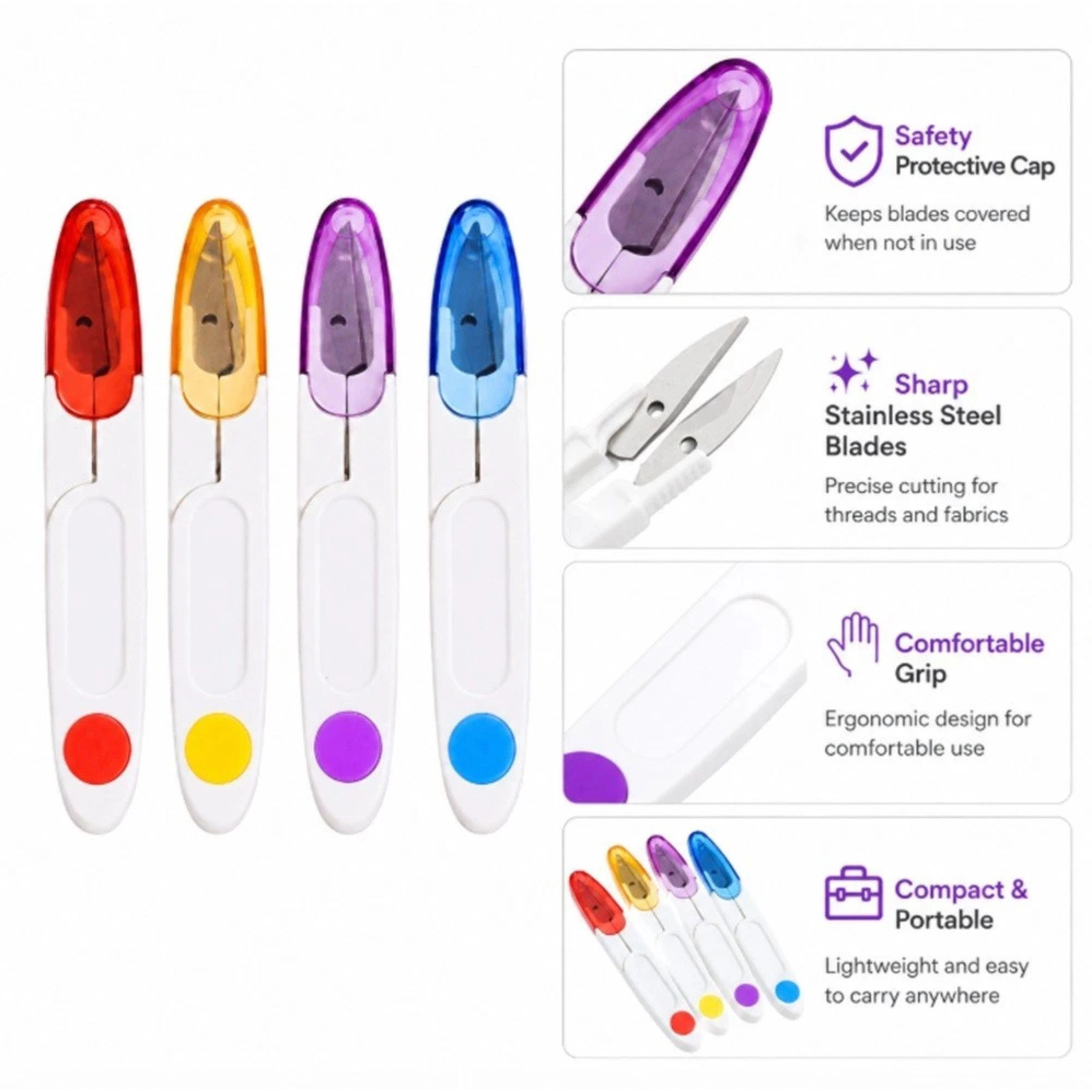 Home Collection Pack of 4 Embroidery Sewing Snip Thread Cutter Scissors Craft Set