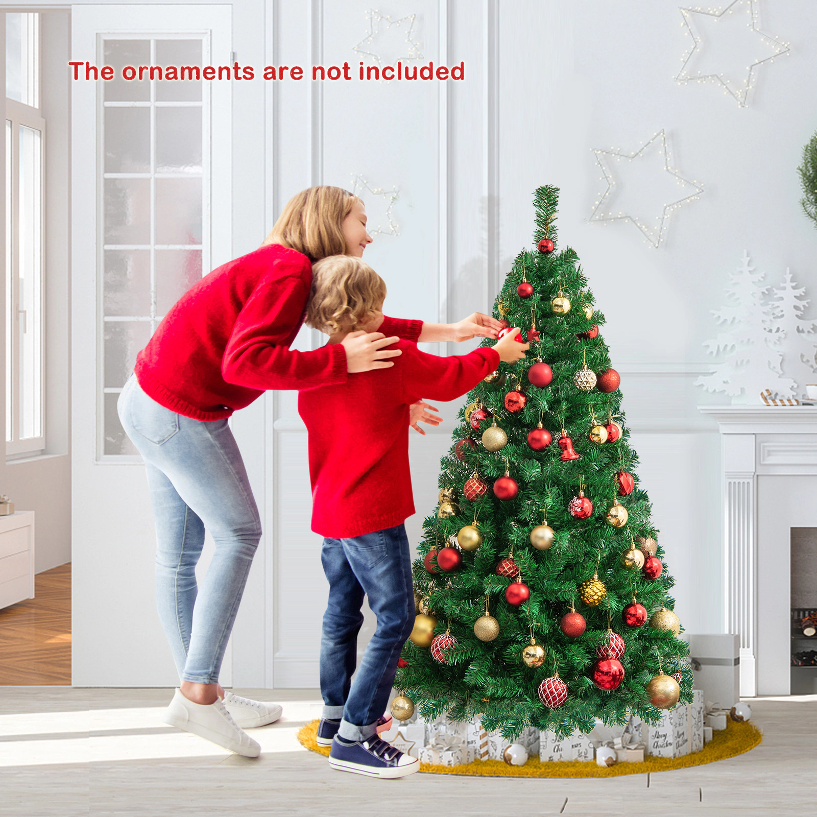 Costway 5/6/7/8Ft Artificial PVC Christmas Tree Stand Indoor Outdoor