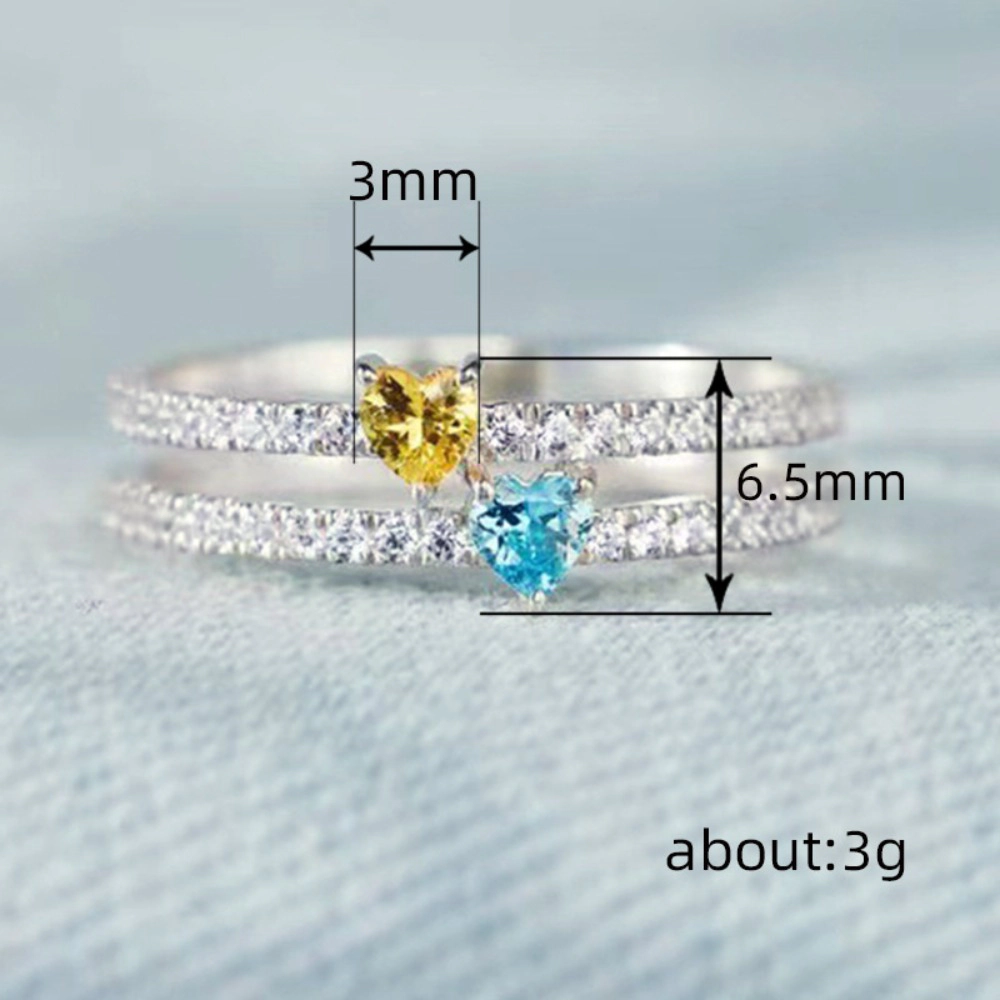 Personalized Double Heart Birthstone Ring