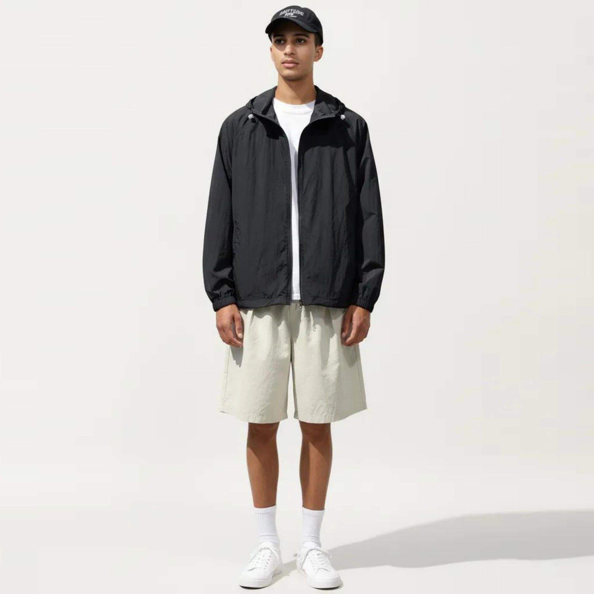 Anna-Kaci Men's Lightweight Hooded Windbreaker Jacket with Full Zip Closure Elastic Cuffs and Relaxed Fit